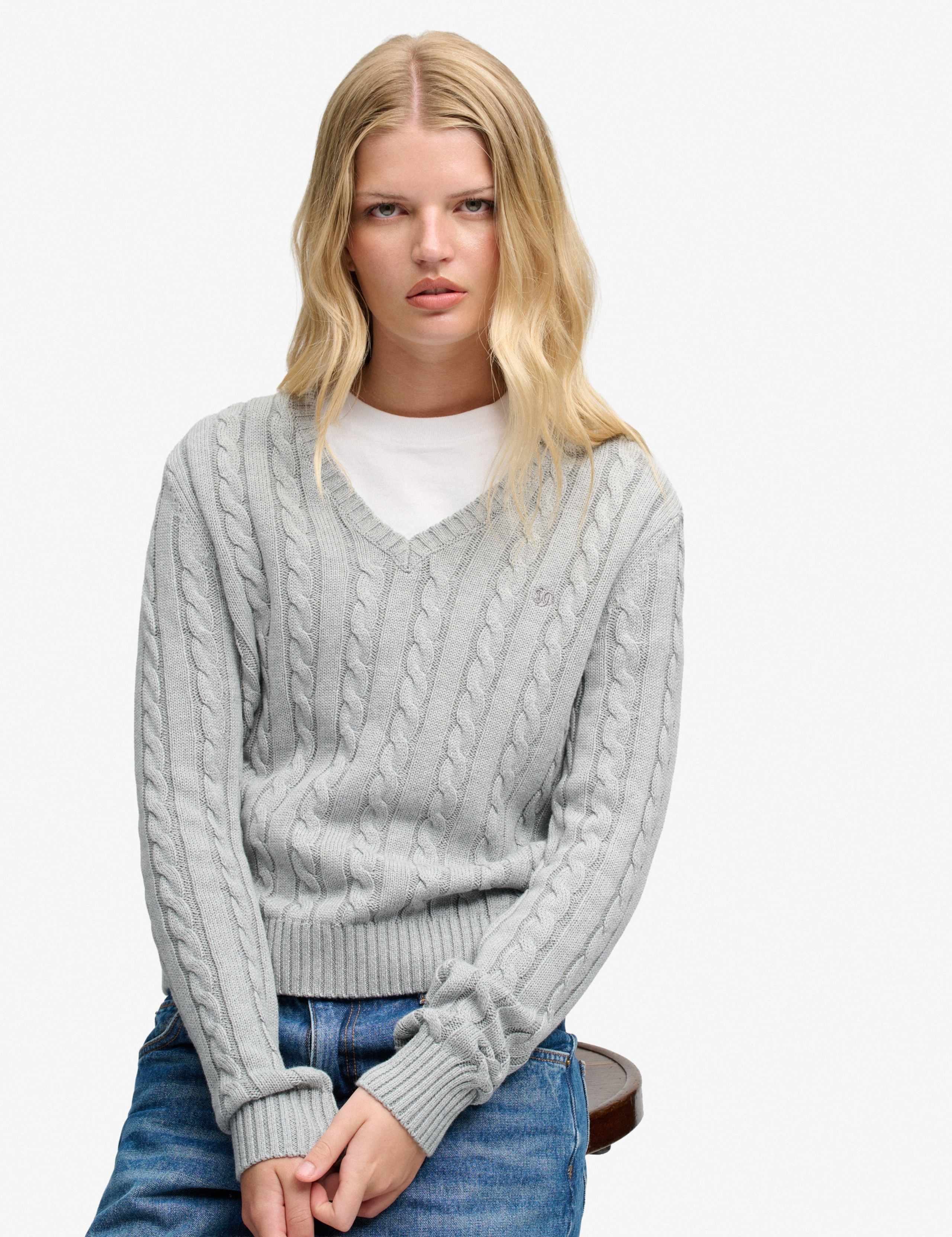 Pure Cotton Cable Knit V-Neck Jumper 2 of 5