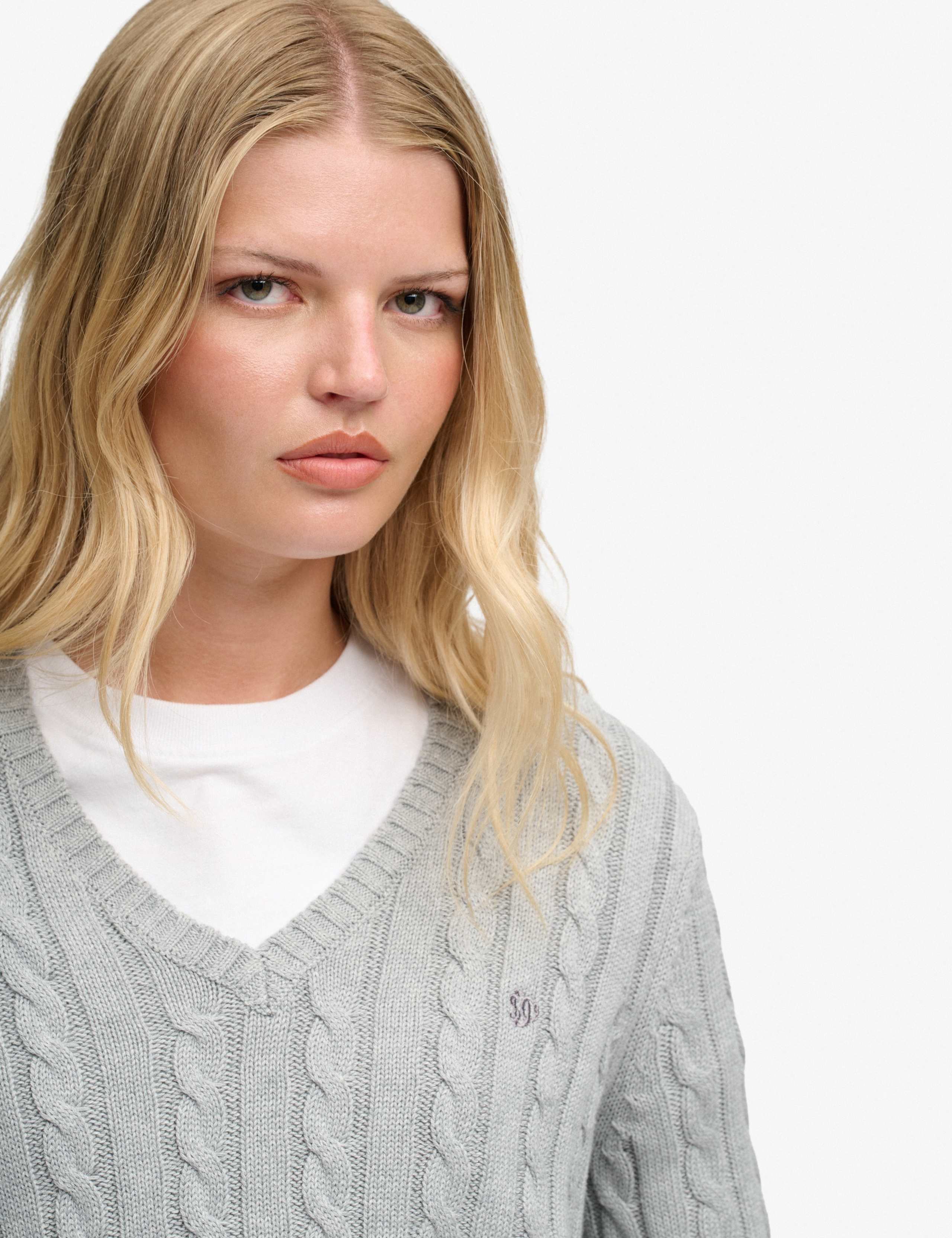 Pure Cotton Cable Knit V-Neck Jumper 5 of 5