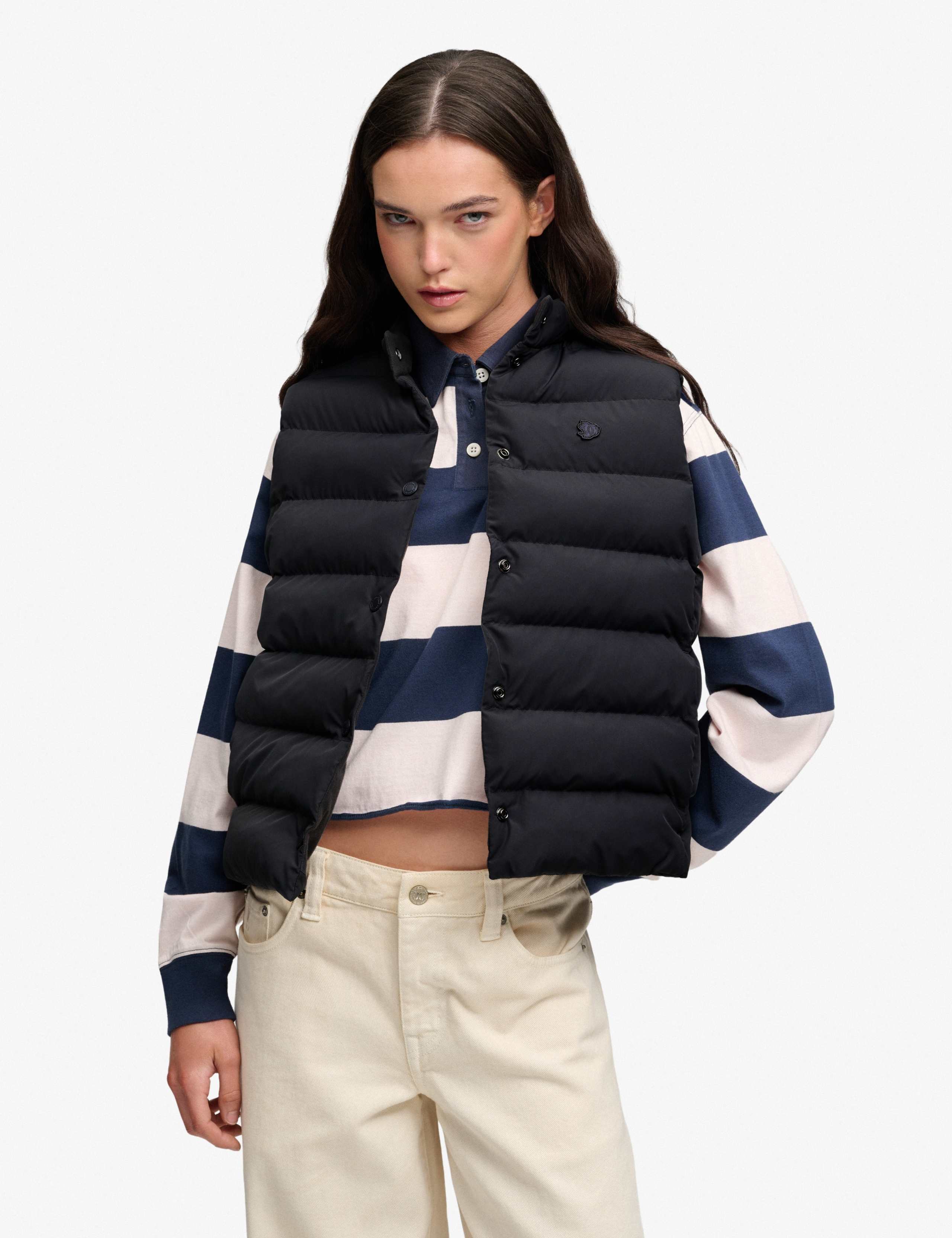 Padded High Neck Cropped Gilet 1 of 7