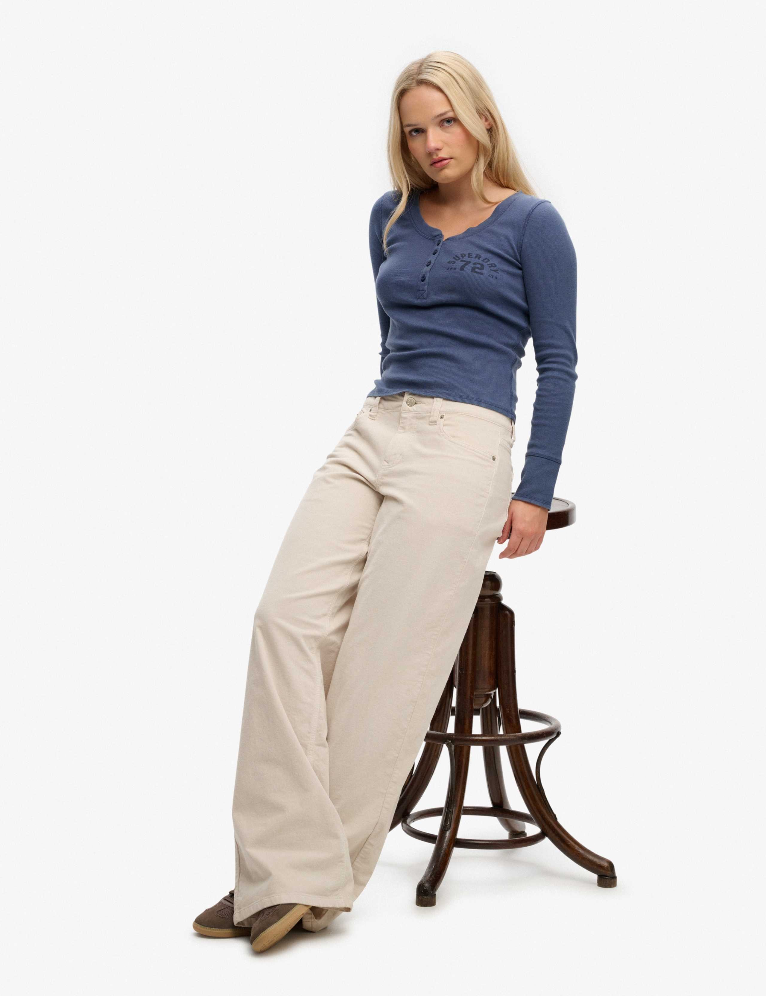 Cotton Rich Cord Textured Wide Leg Trousers 3 of 8