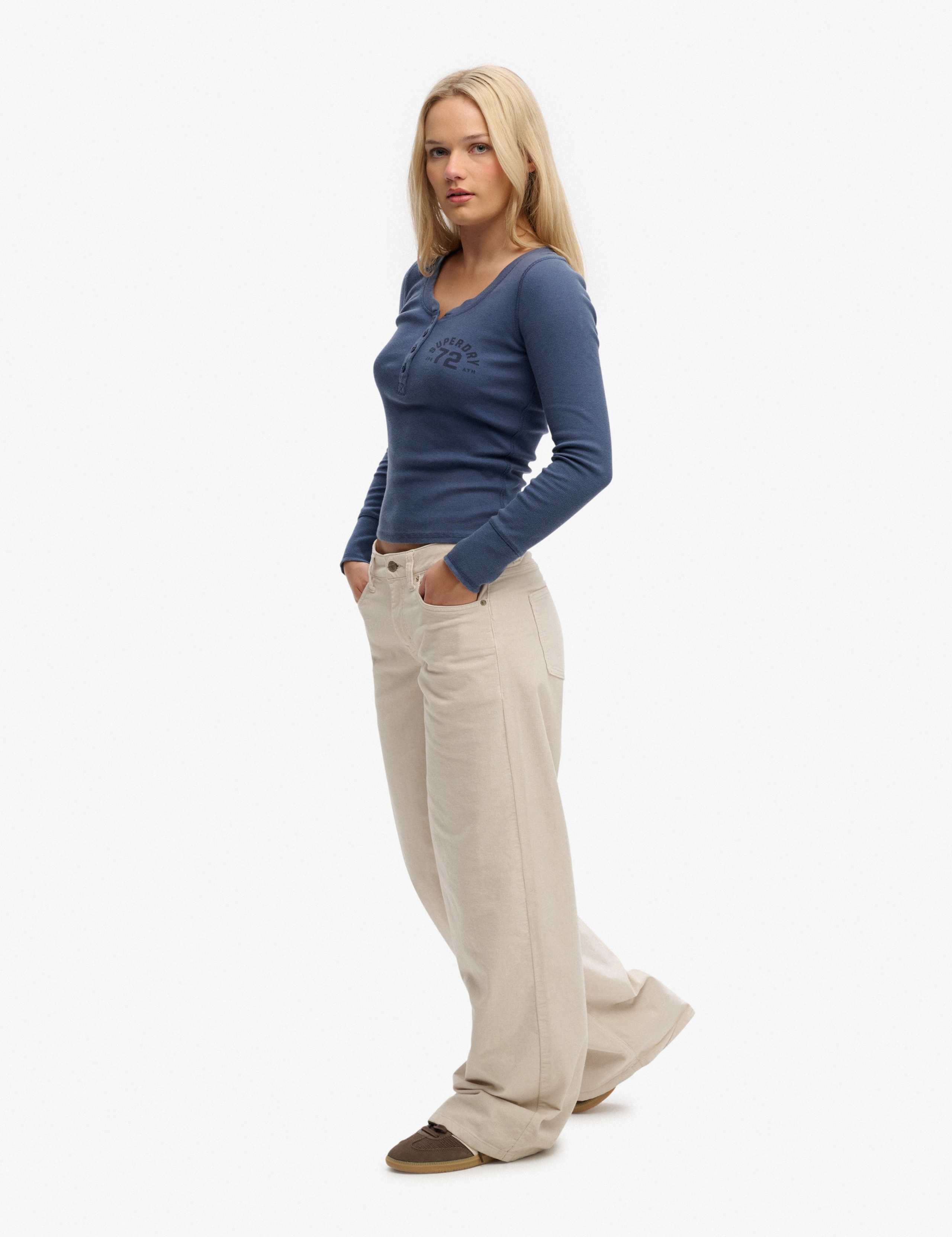 Cotton Rich Cord Textured Wide Leg Trousers 6 of 8