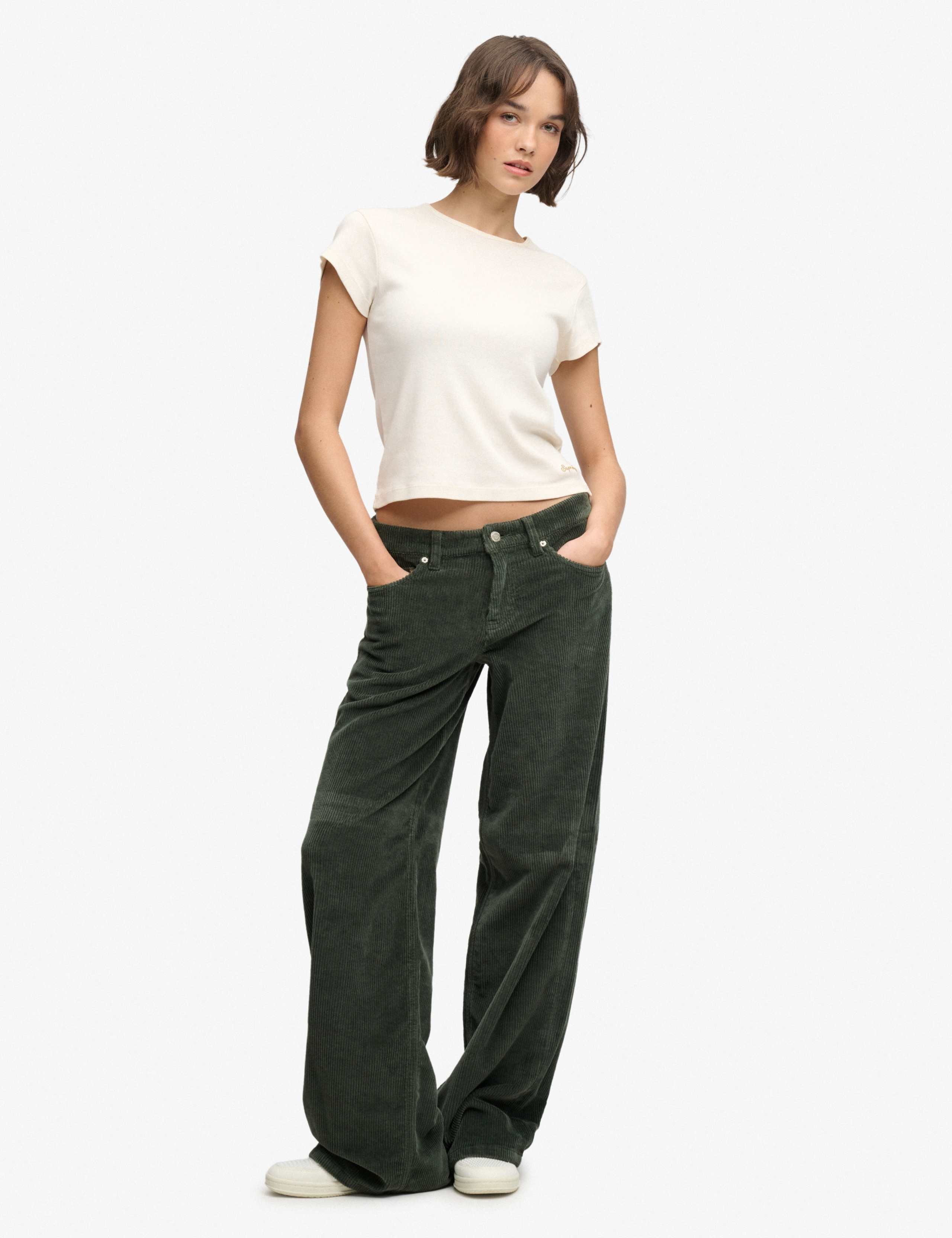 Pure Cotton Cord Textured Wide Leg Trousers 3 of 8
