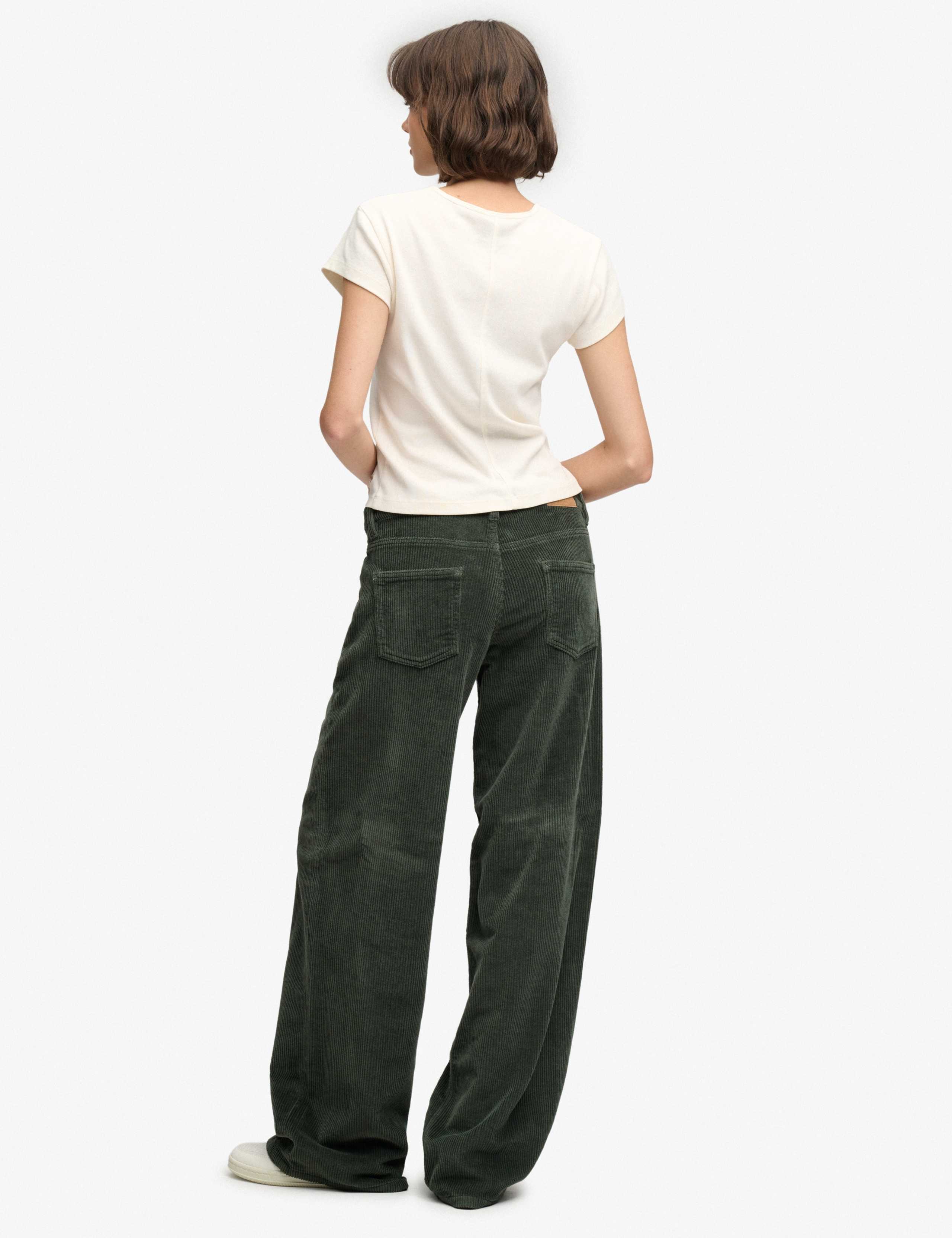 Pure Cotton Cord Textured Wide Leg Trousers 4 of 8