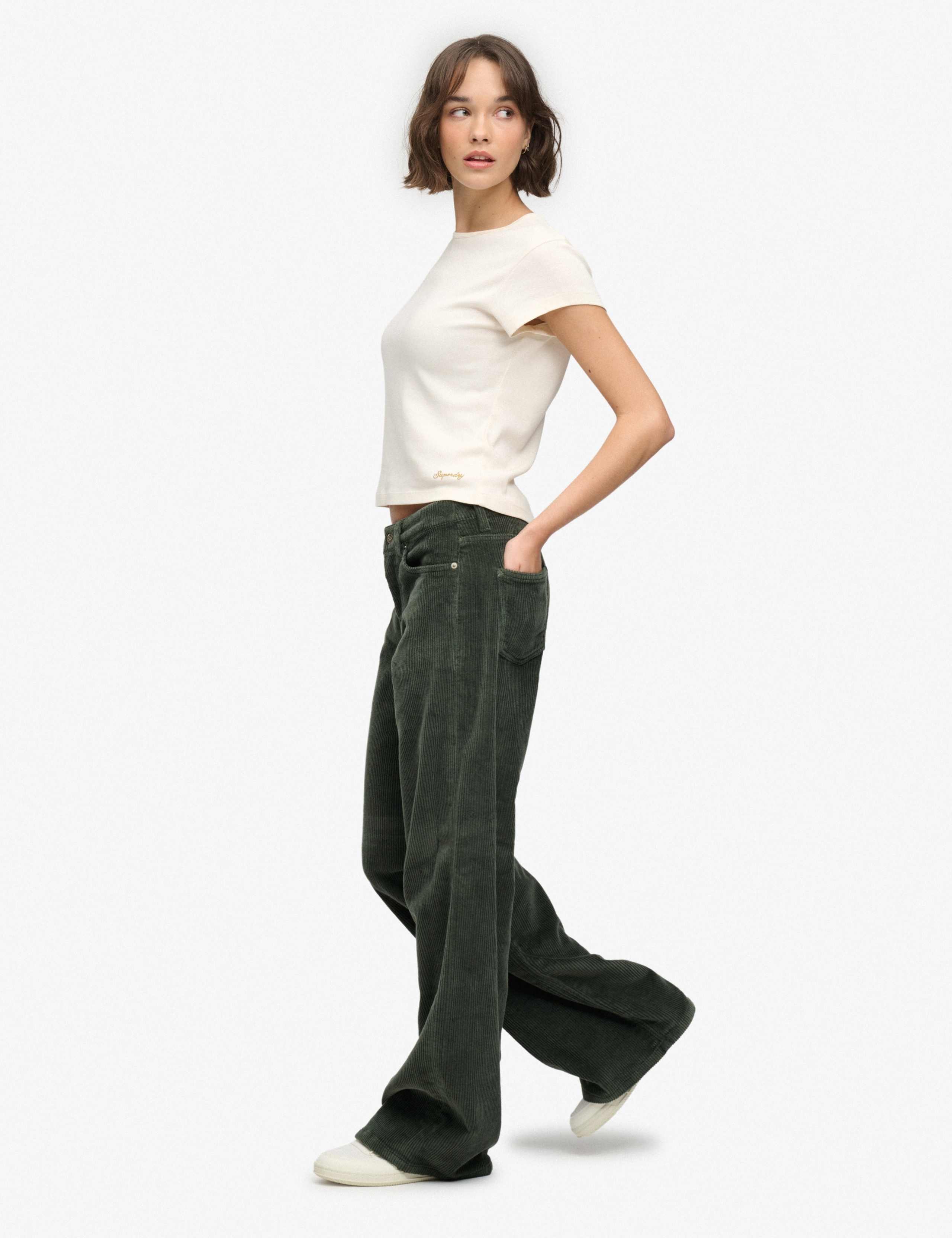 Pure Cotton Cord Textured Wide Leg Trousers 5 of 8