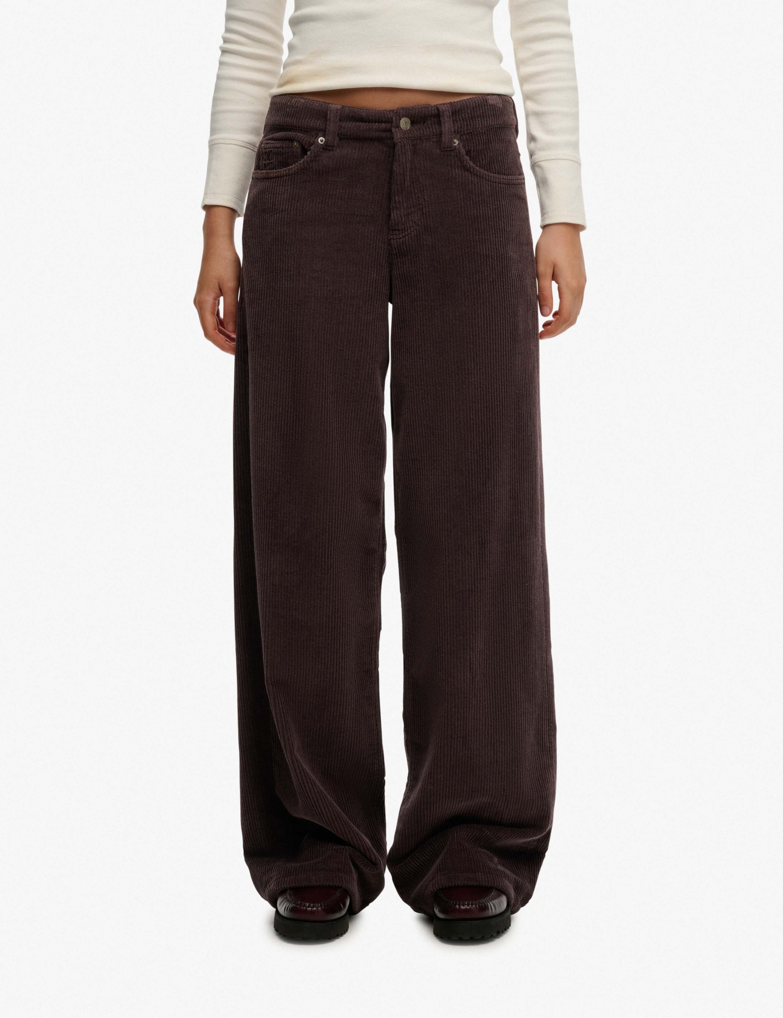 Pure Cotton Cord Textured Wide Leg Trousers 1 of 9