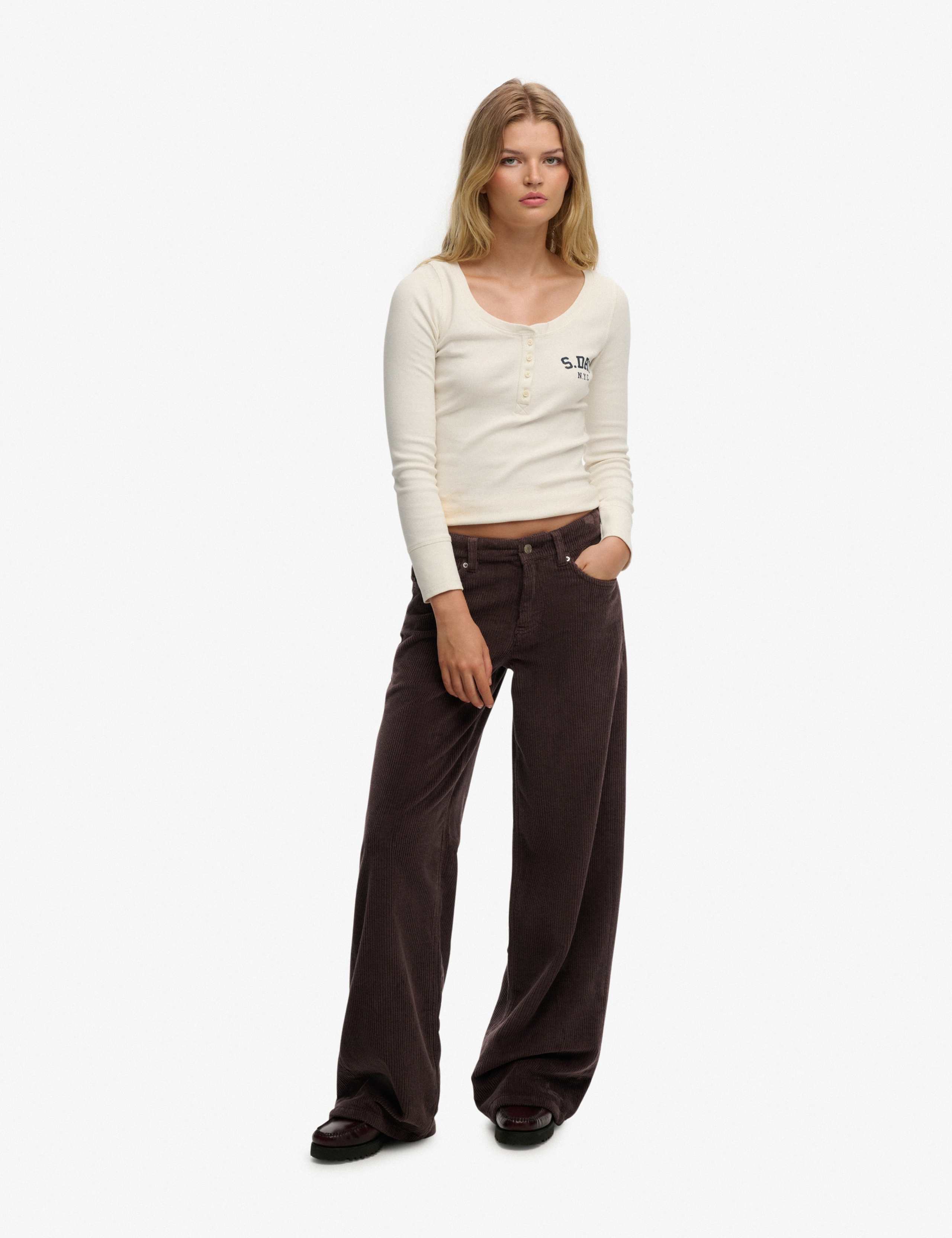 Pure Cotton Cord Textured Wide Leg Trousers 4 of 9