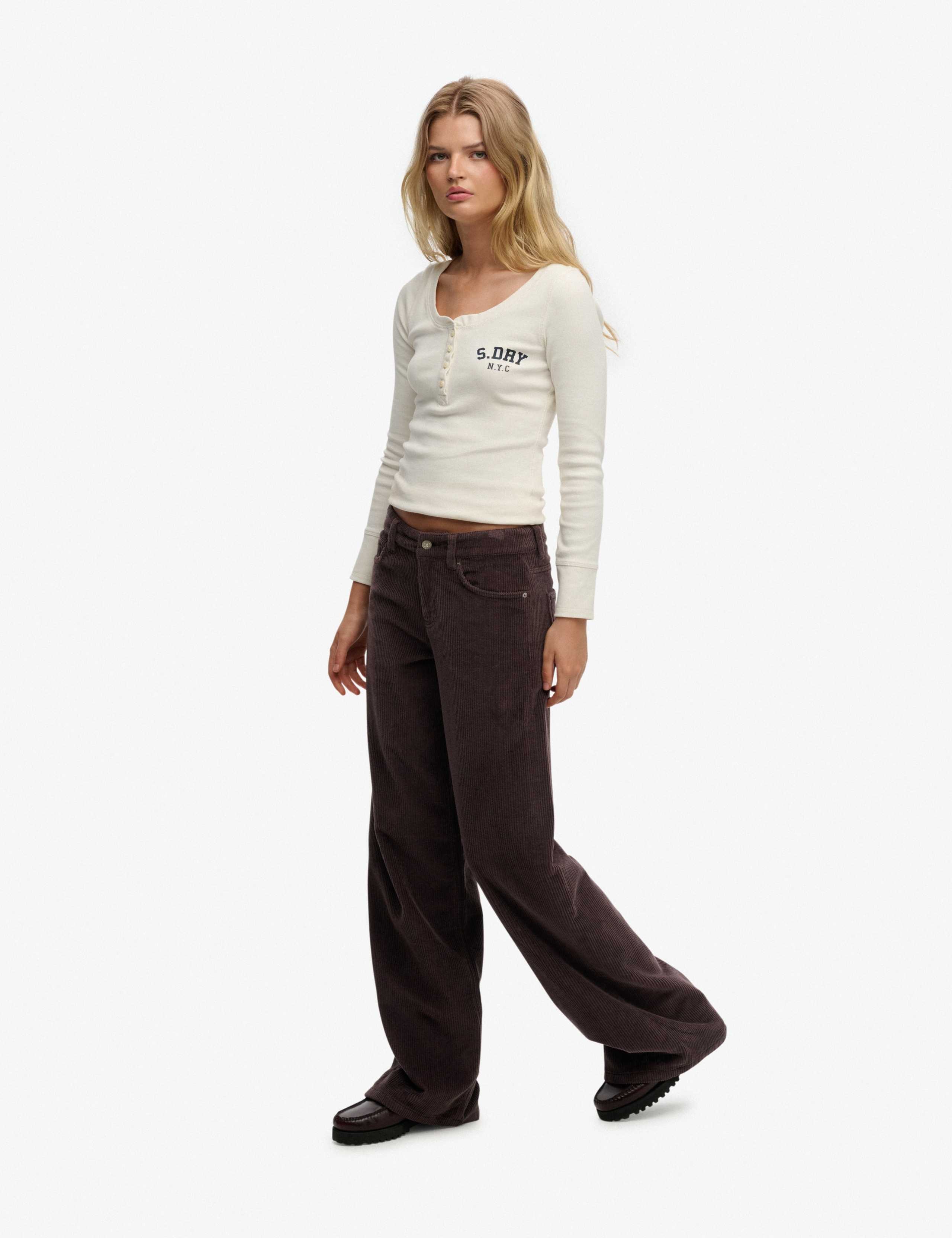 Pure Cotton Cord Textured Wide Leg Trousers 5 of 9