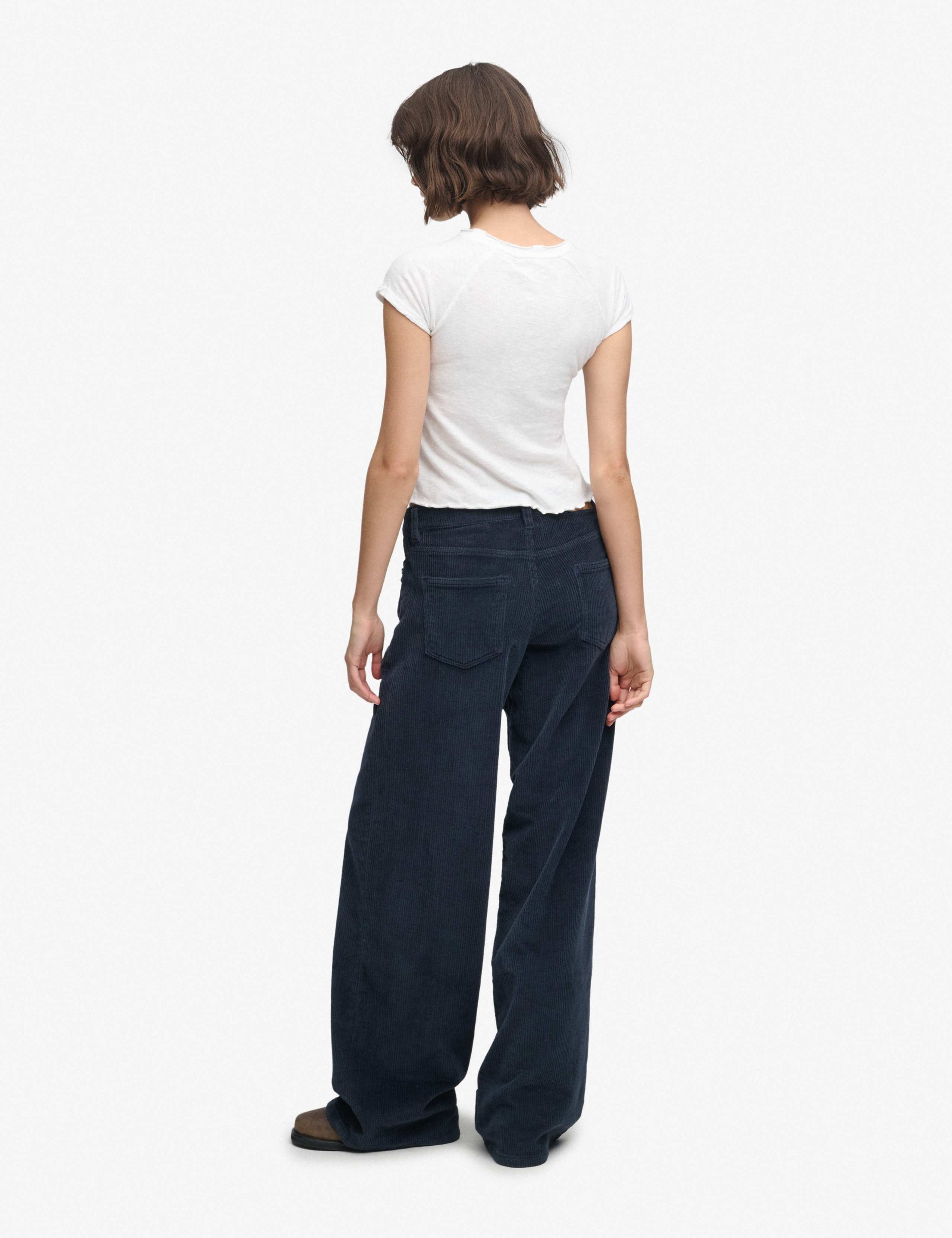 Cotton Rich Cord Textured Wide Leg Trousers 3 of 5