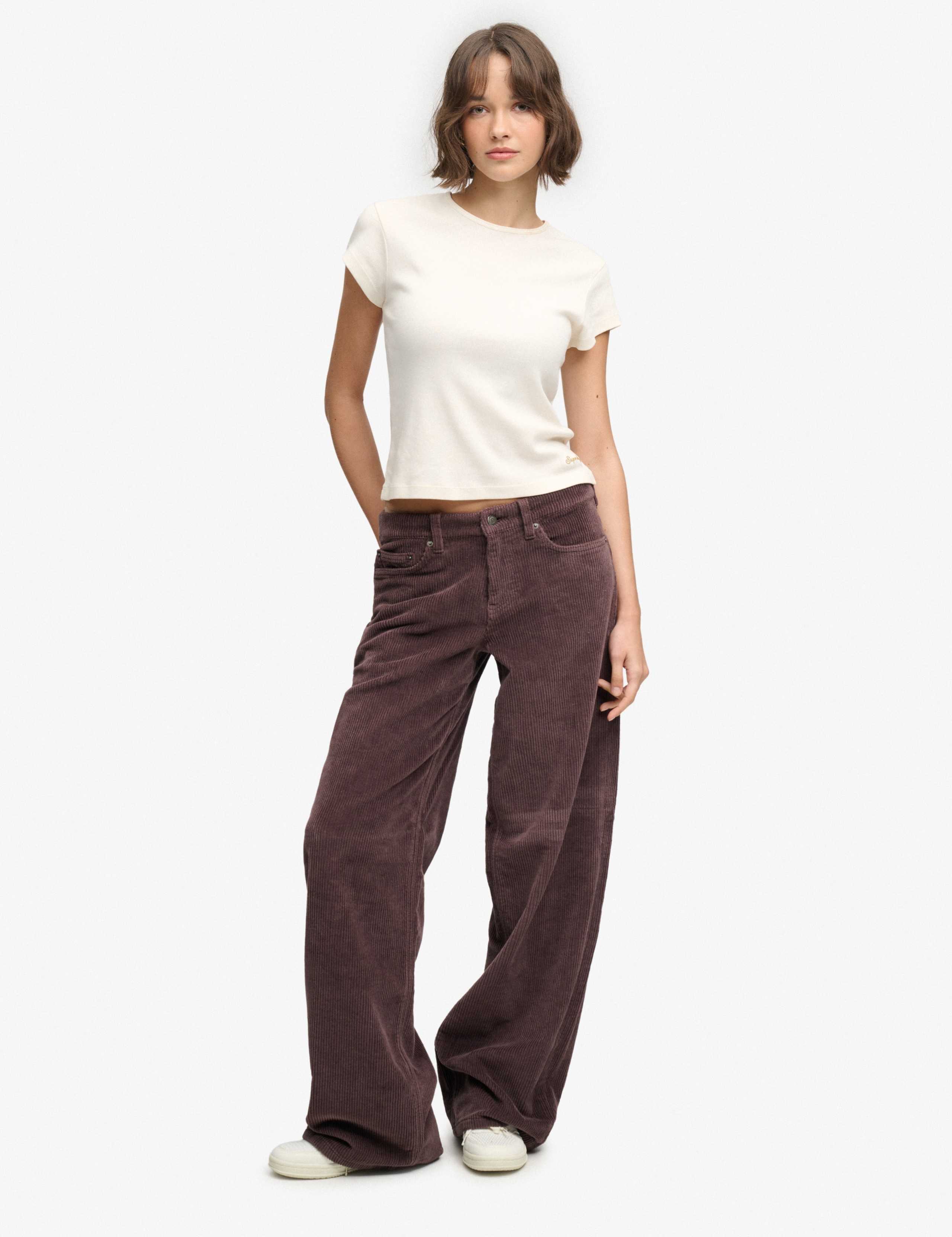 Cotton Rich Cord Textured Wide Leg Trousers 3 of 7