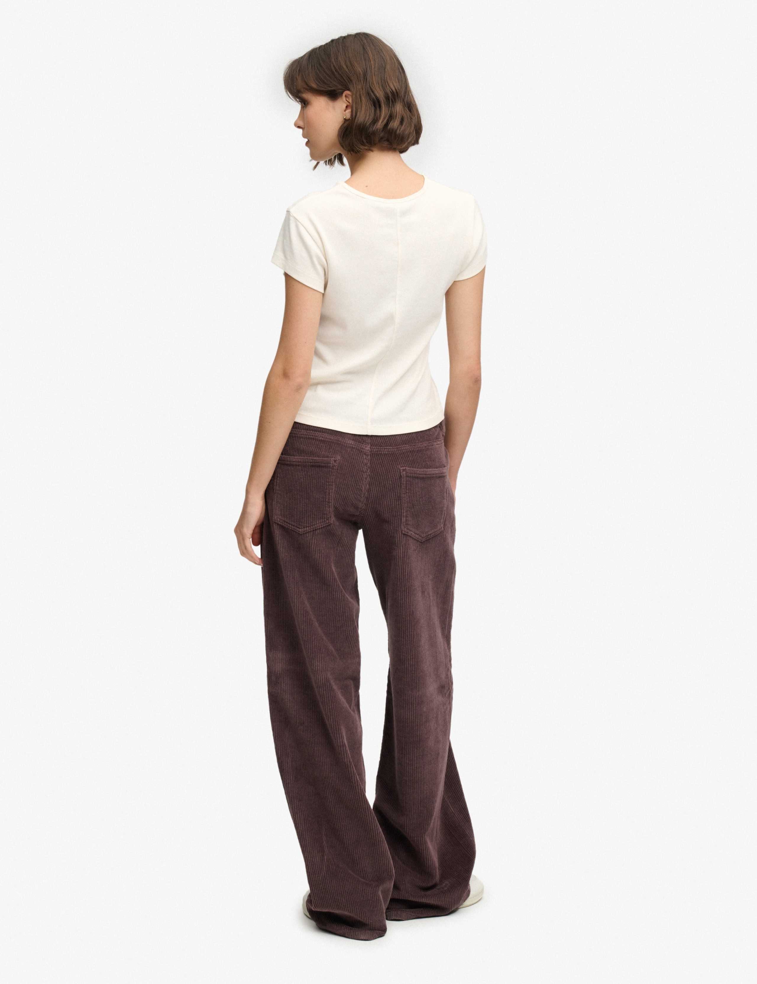 Cotton Rich Cord Textured Wide Leg Trousers 4 of 7
