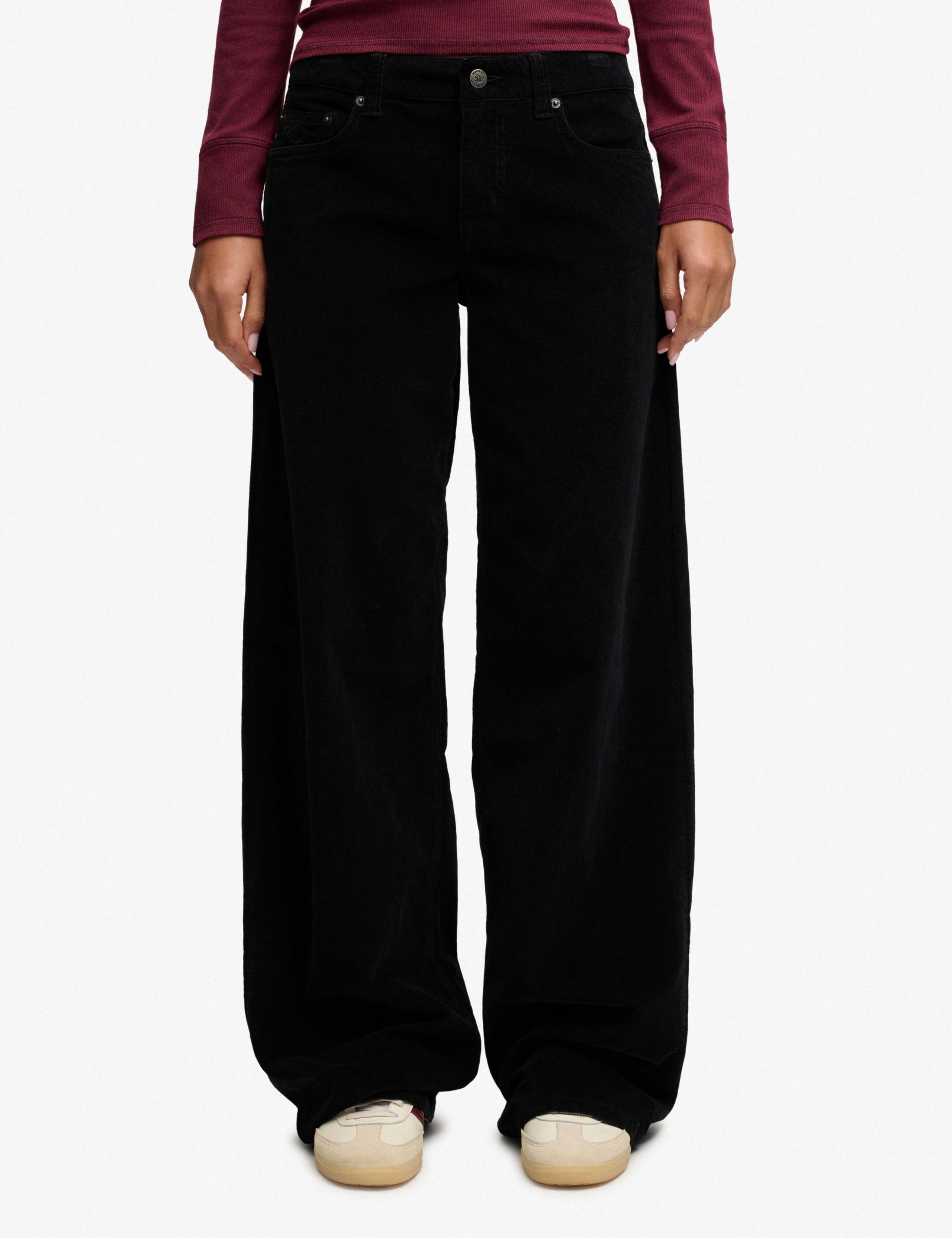 Cotton Rich Cord Textured Wide Leg Trousers 1 of 7