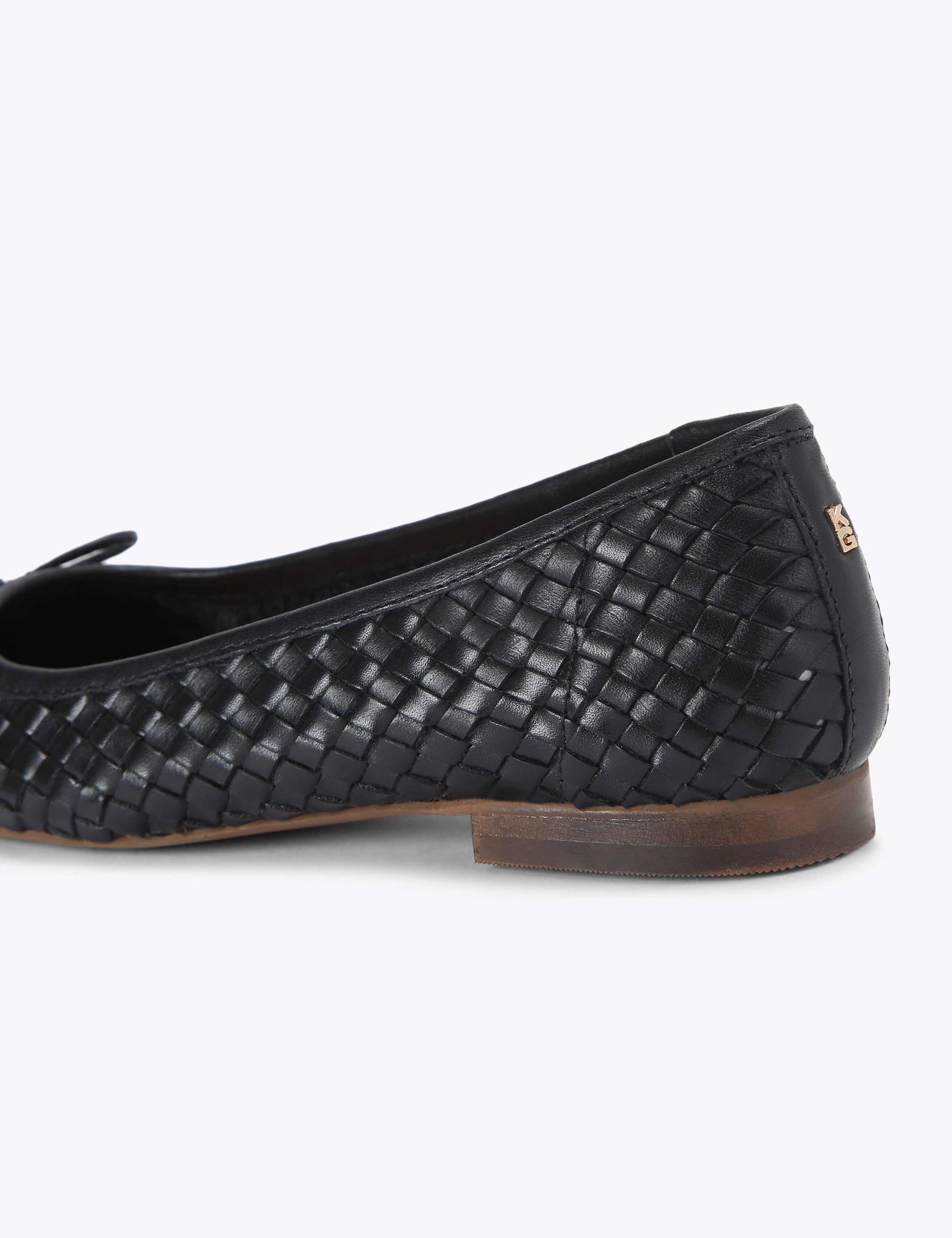 Leather Woven Bow Flat Ballet Pumps 5 of 5