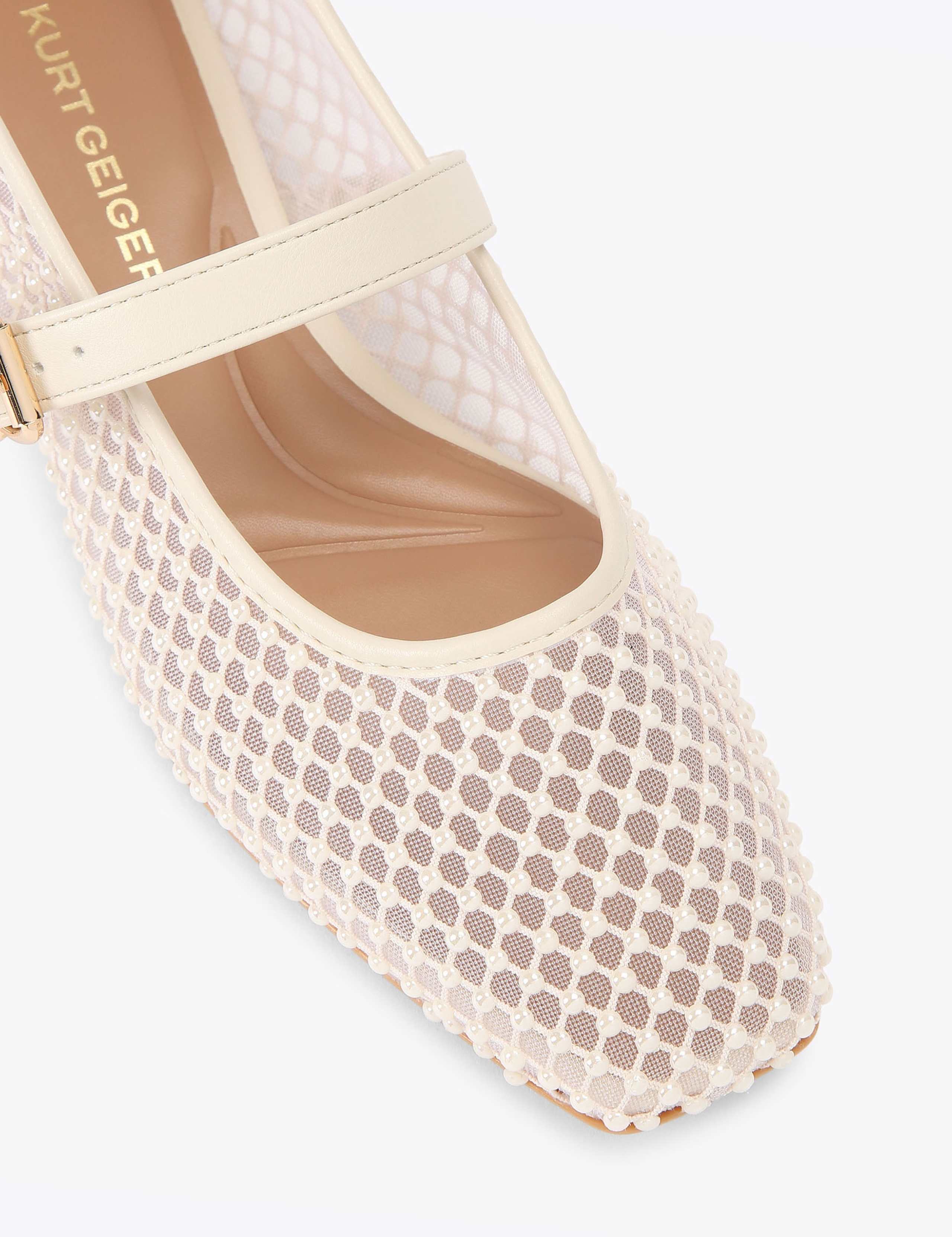 Mesh Embellished Flat Ballet Pumps 2 of 5