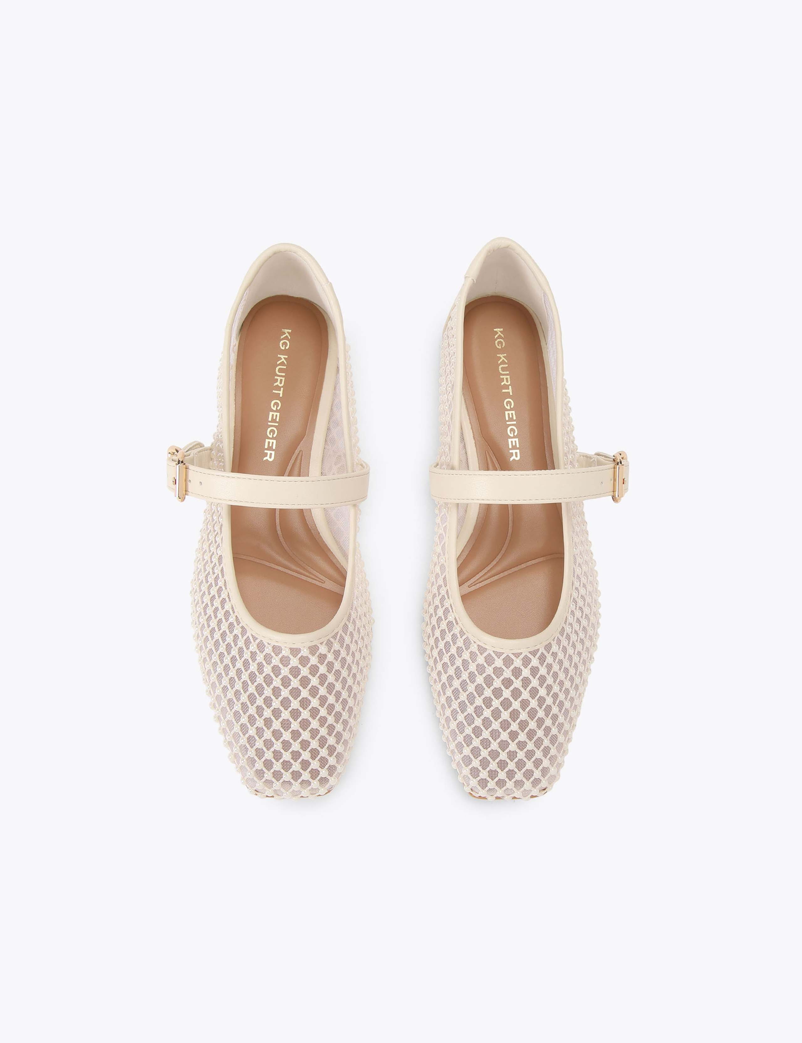 Mesh Embellished Flat Ballet Pumps 4 of 5