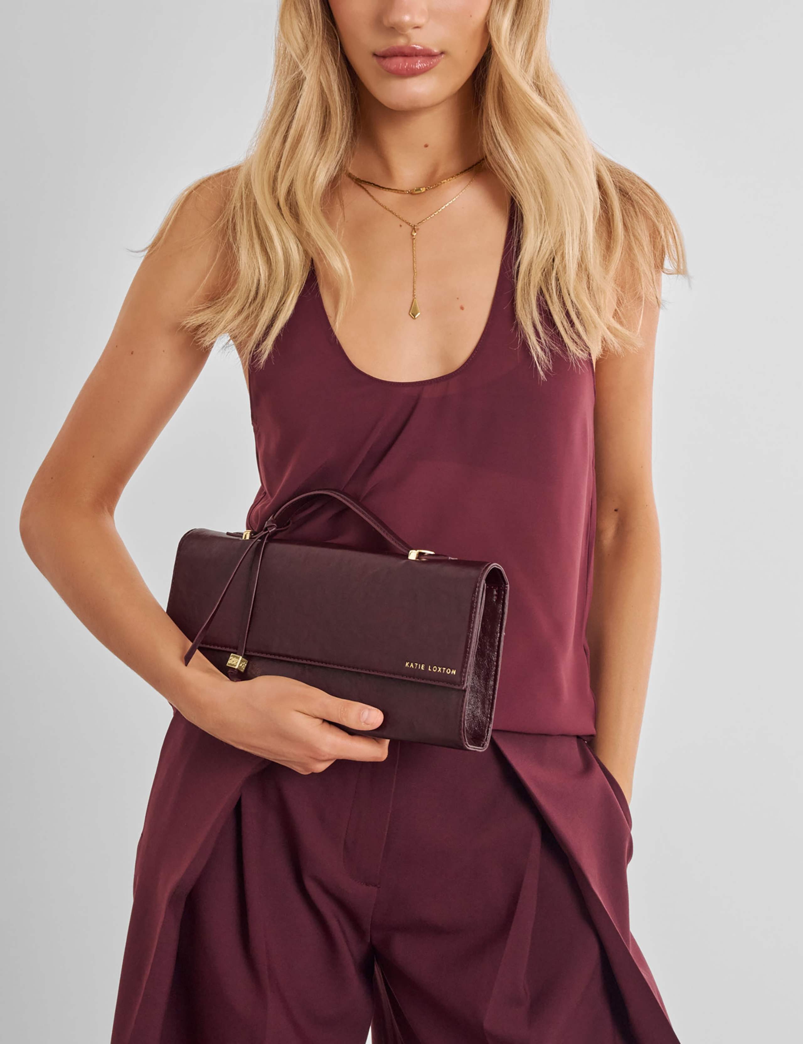 Faux Leather Top Handle Clutch Bag 2 of 5