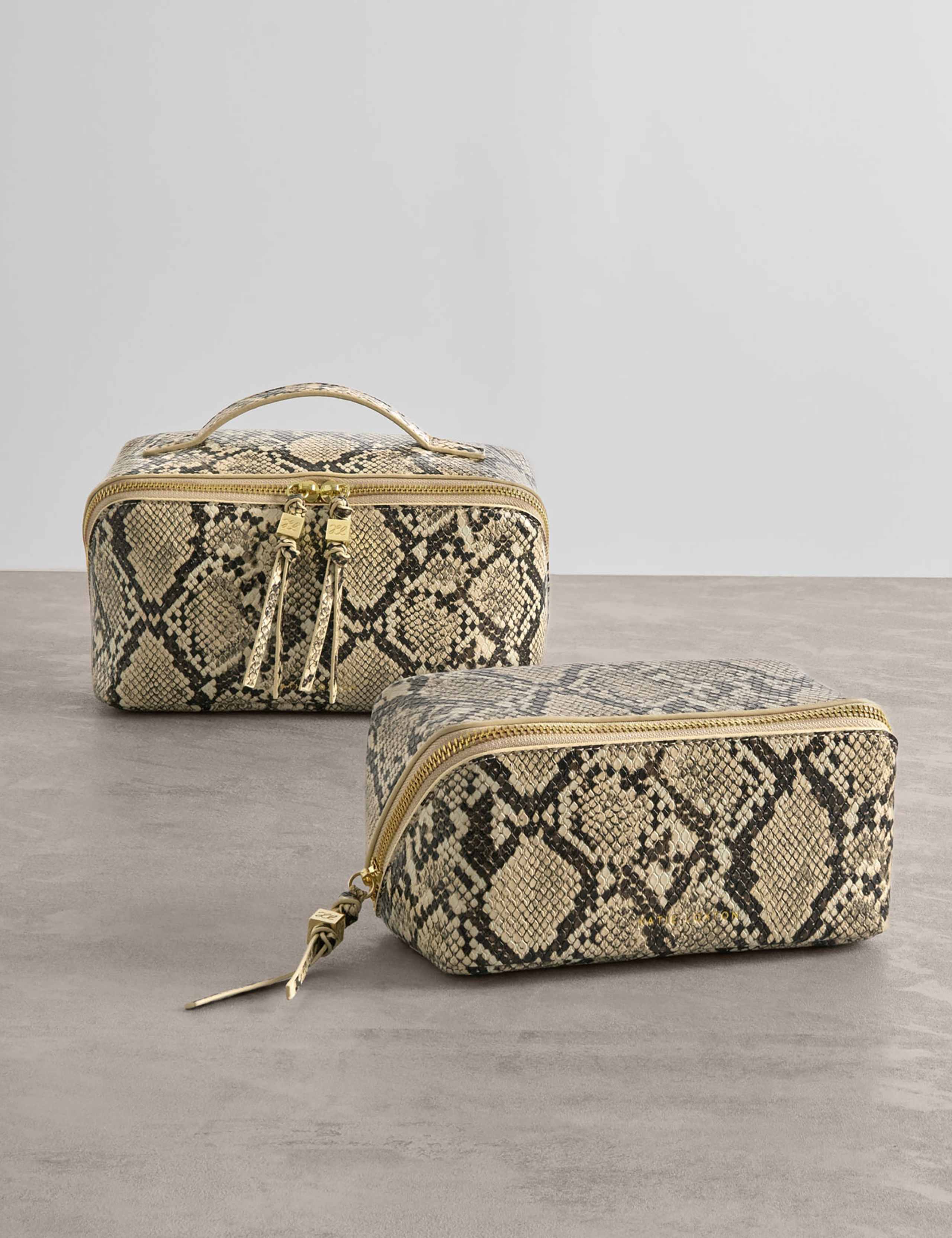 Faux Leather Snake Fold-Out Makeup Bag 1 of 5