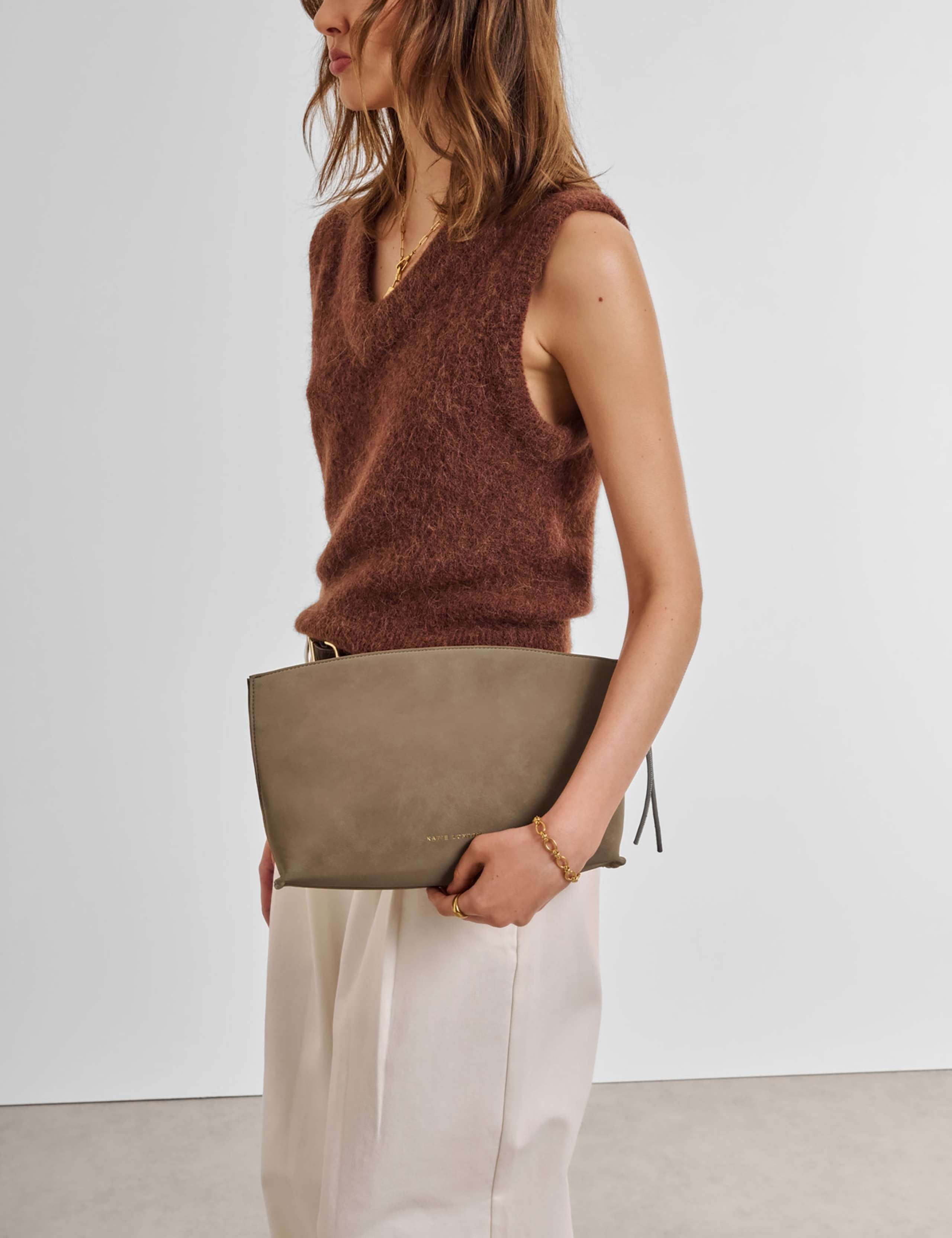 Faux Suede Underarm Clutch Bag 2 of 5