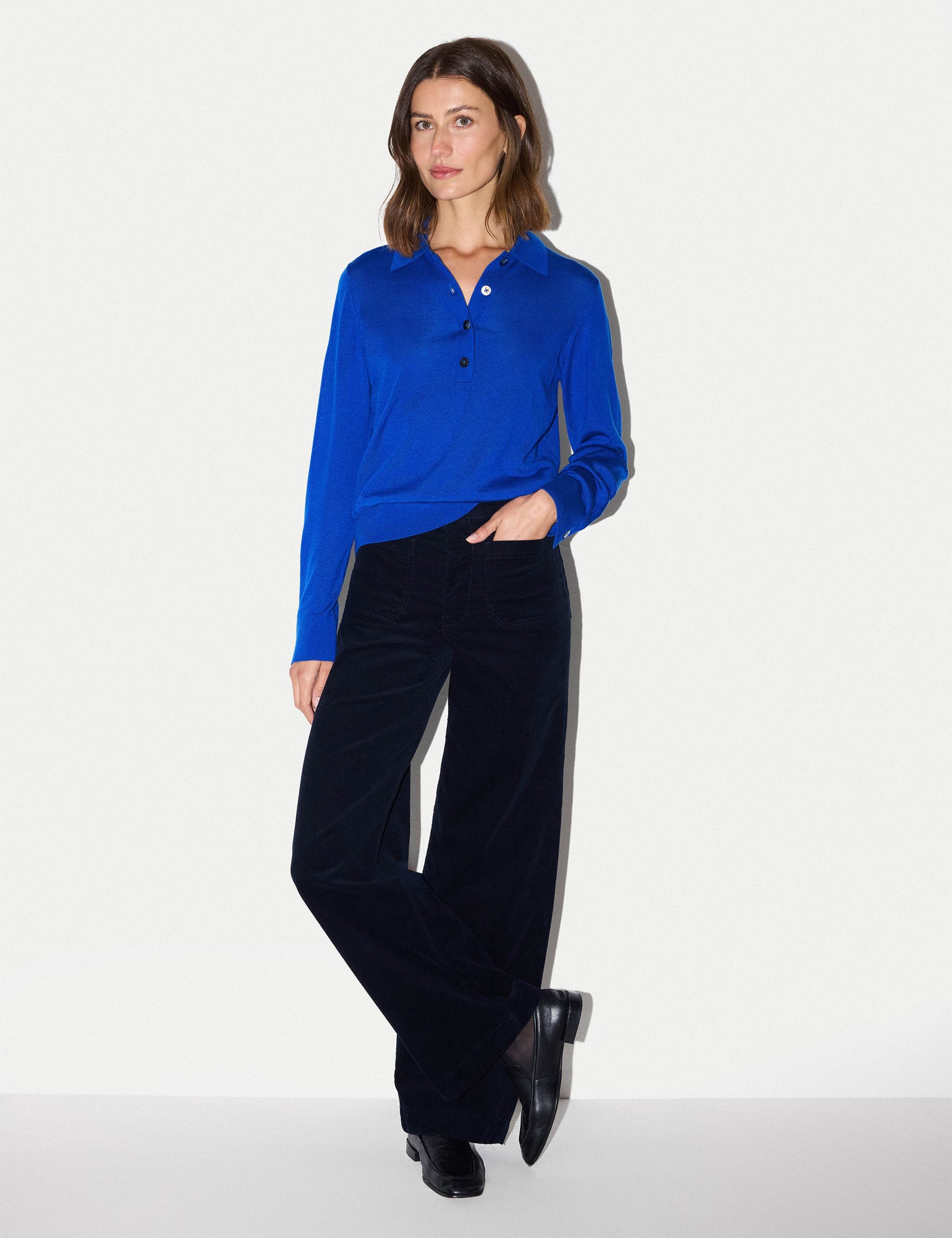 Pure Merino Wool Round Neck Relaxed Polo Shirt 5 of 7