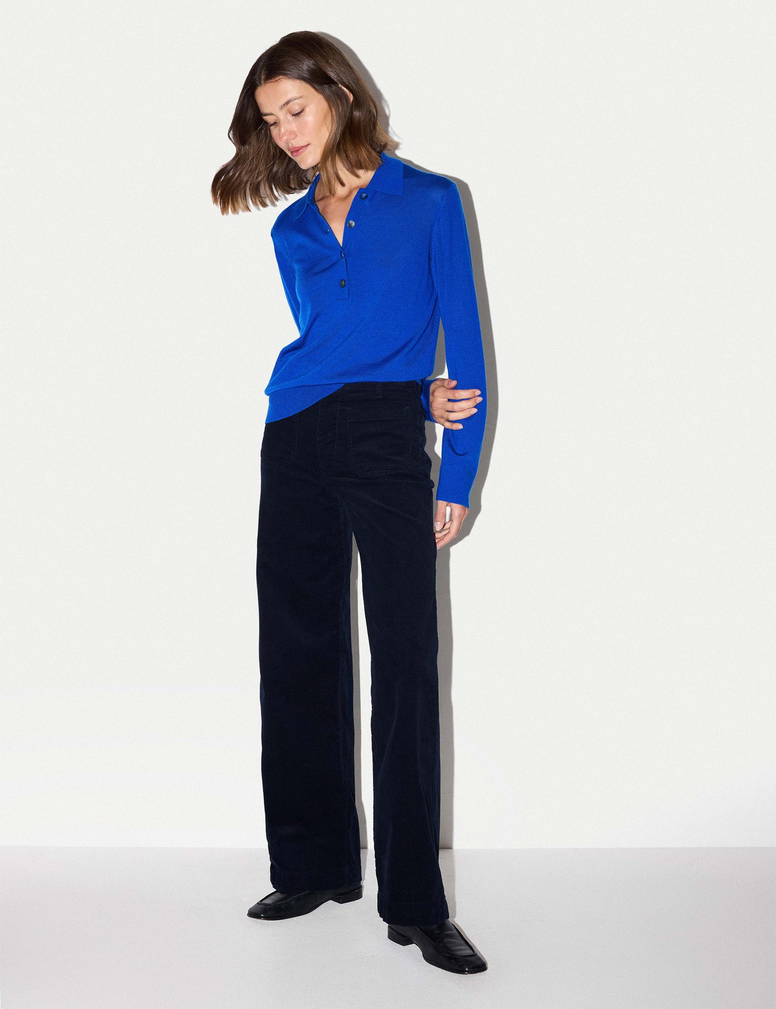 Pure Merino Wool Round Neck Relaxed Polo Shirt 7 of 7