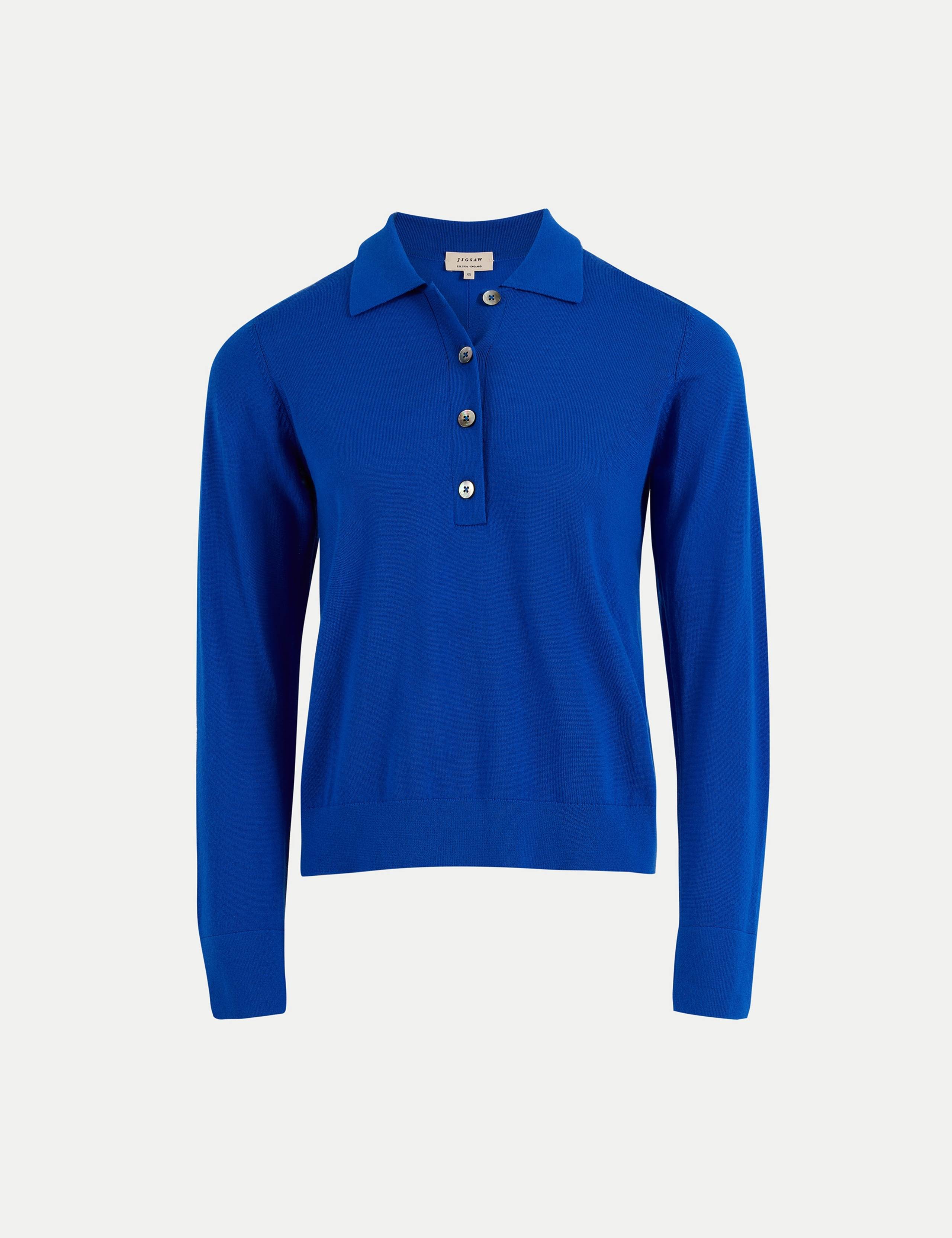 Pure Merino Wool Round Neck Relaxed Polo Shirt 2 of 7