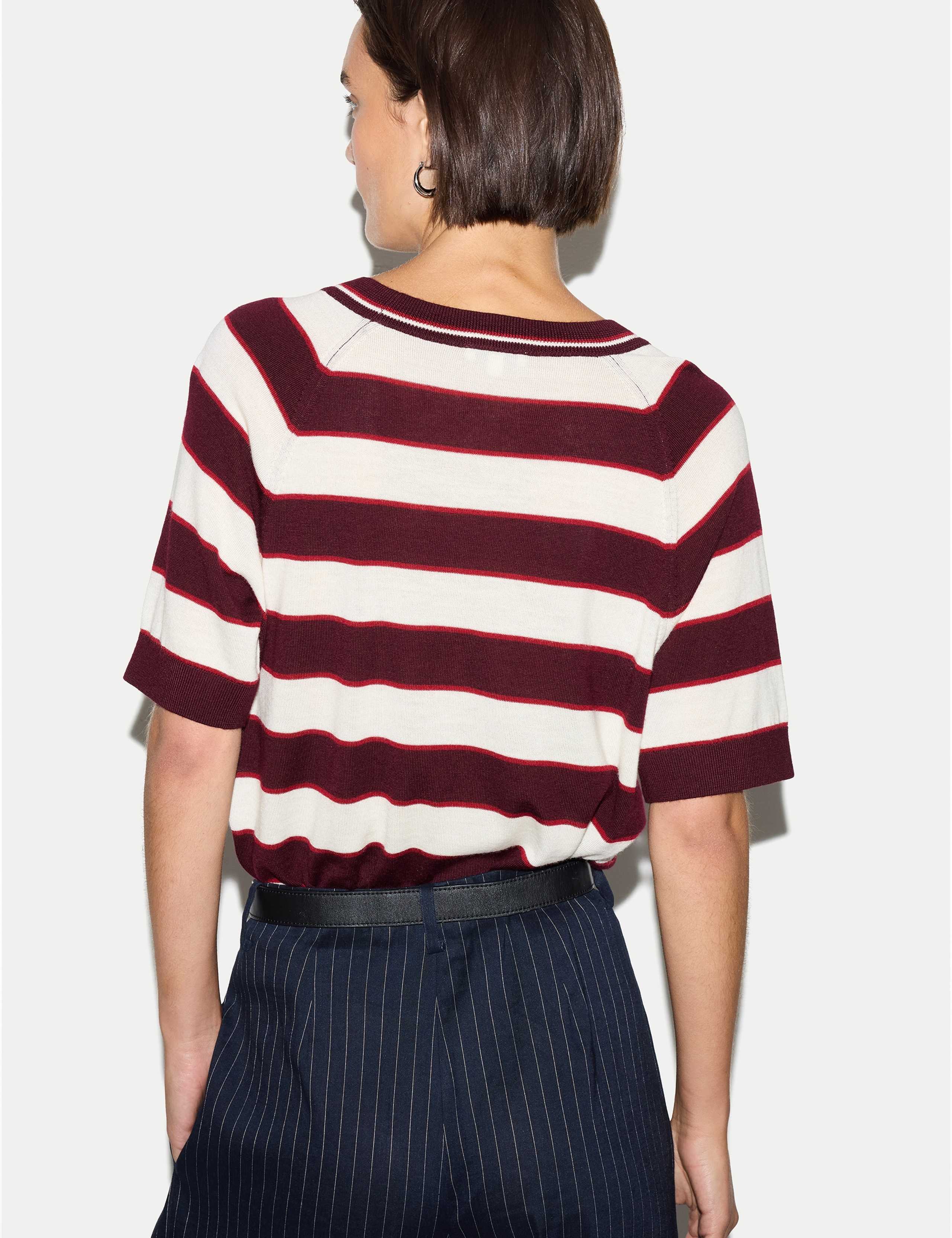 Pure Merino Wool Striped Relaxed Knitted T-Shirt 5 of 6