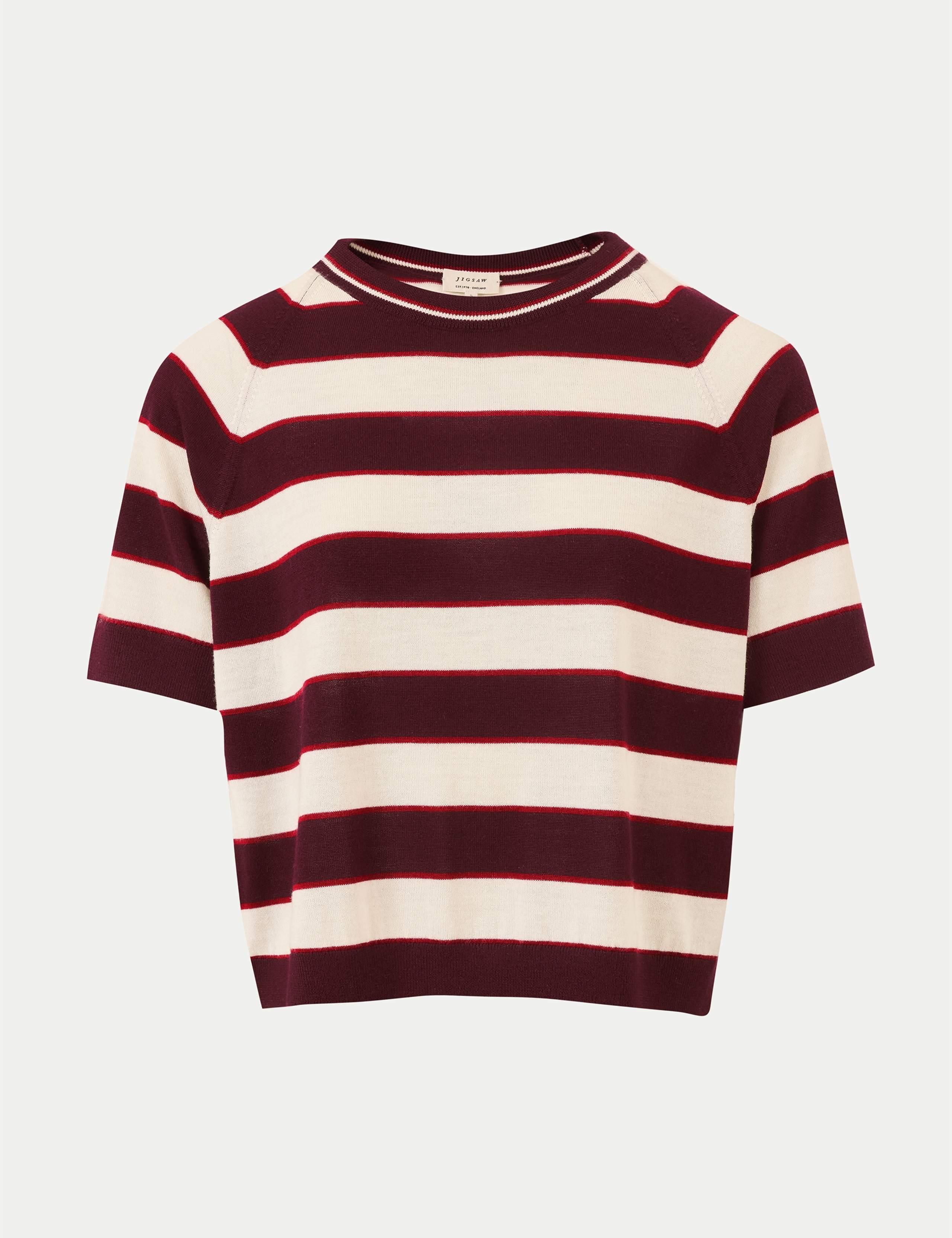 Pure Merino Wool Striped Relaxed Knitted T-Shirt 2 of 6