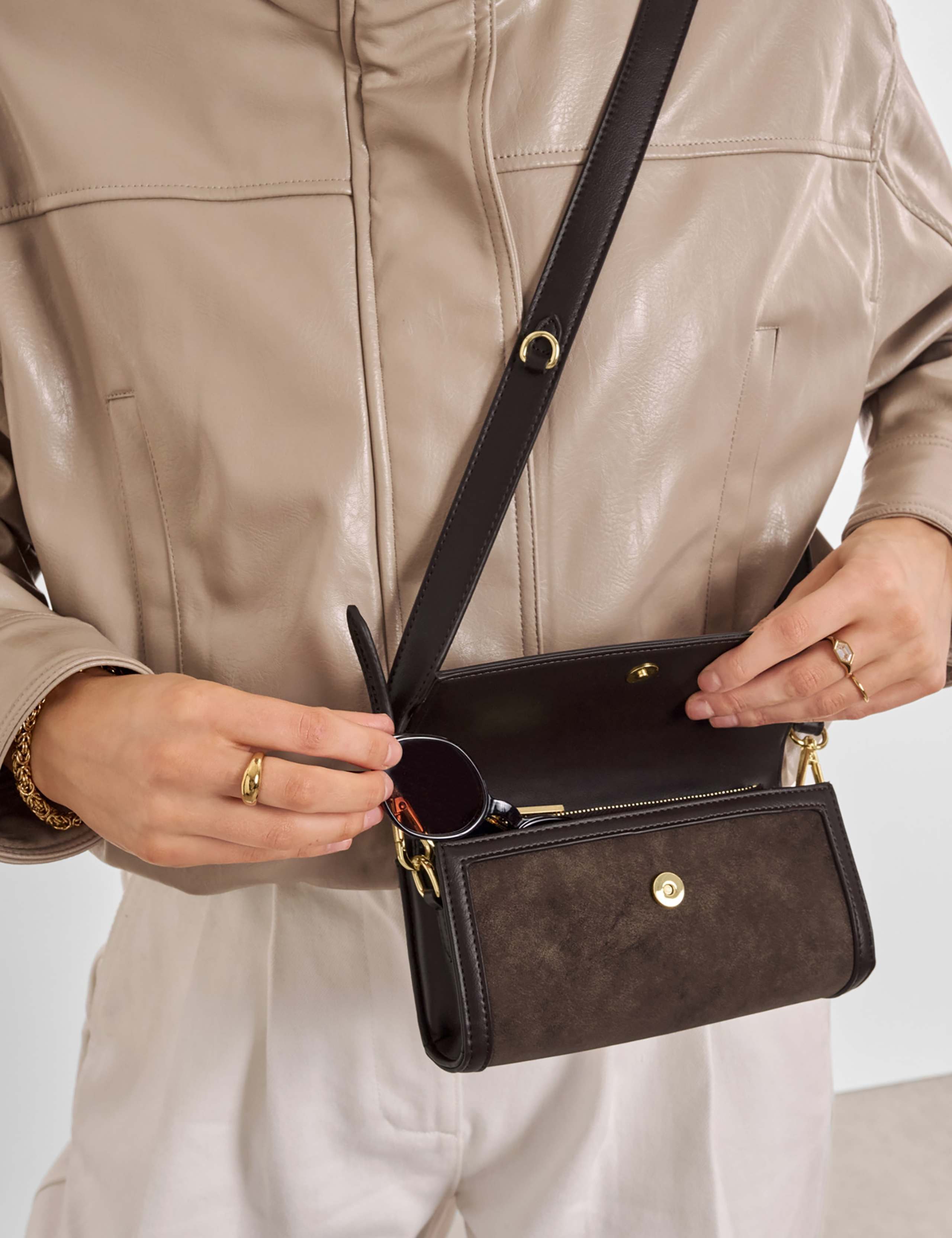 Faux Suede Cross Body Bag 2 of 6