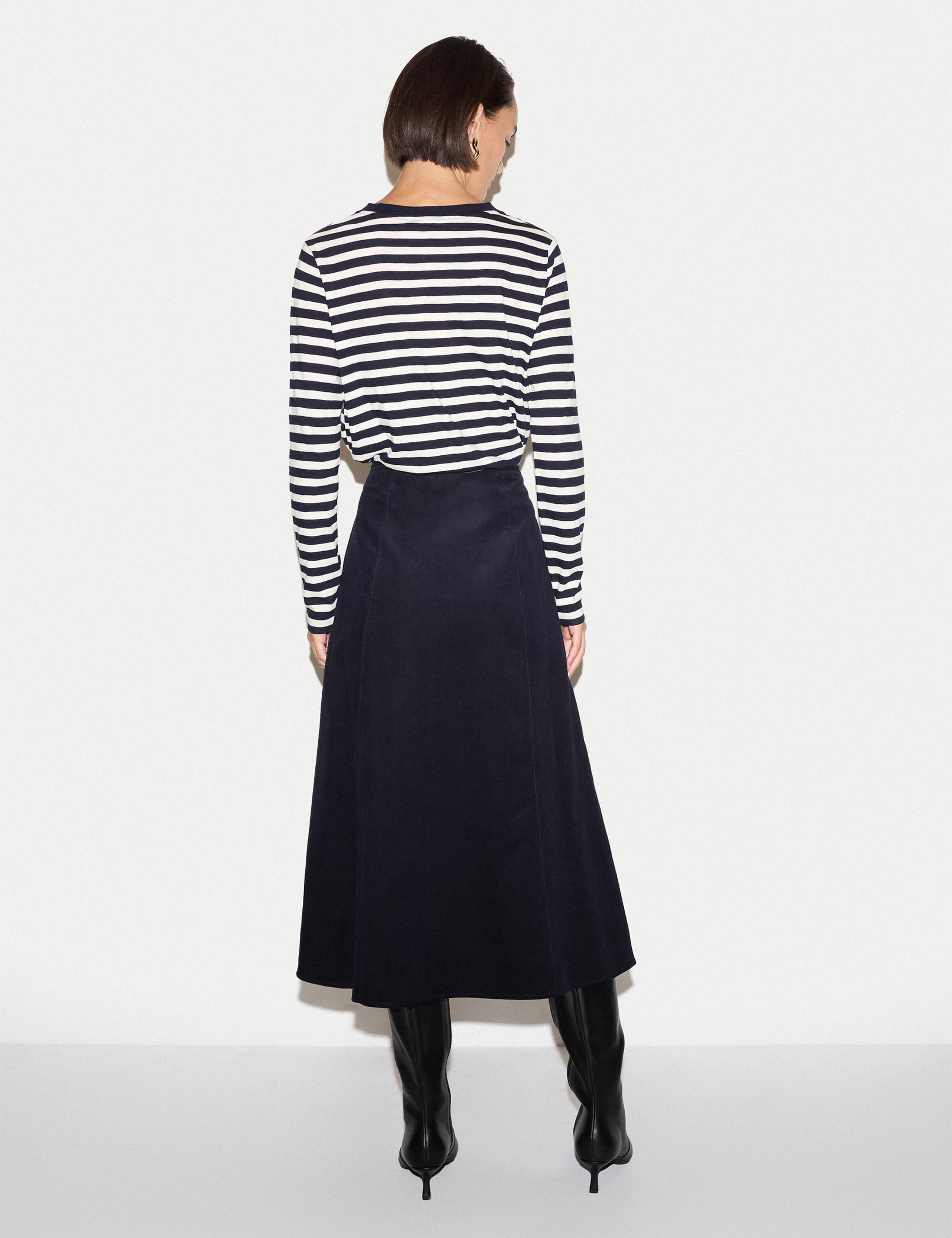 Cord Textured Midi A Line Skirt 4 of 6
