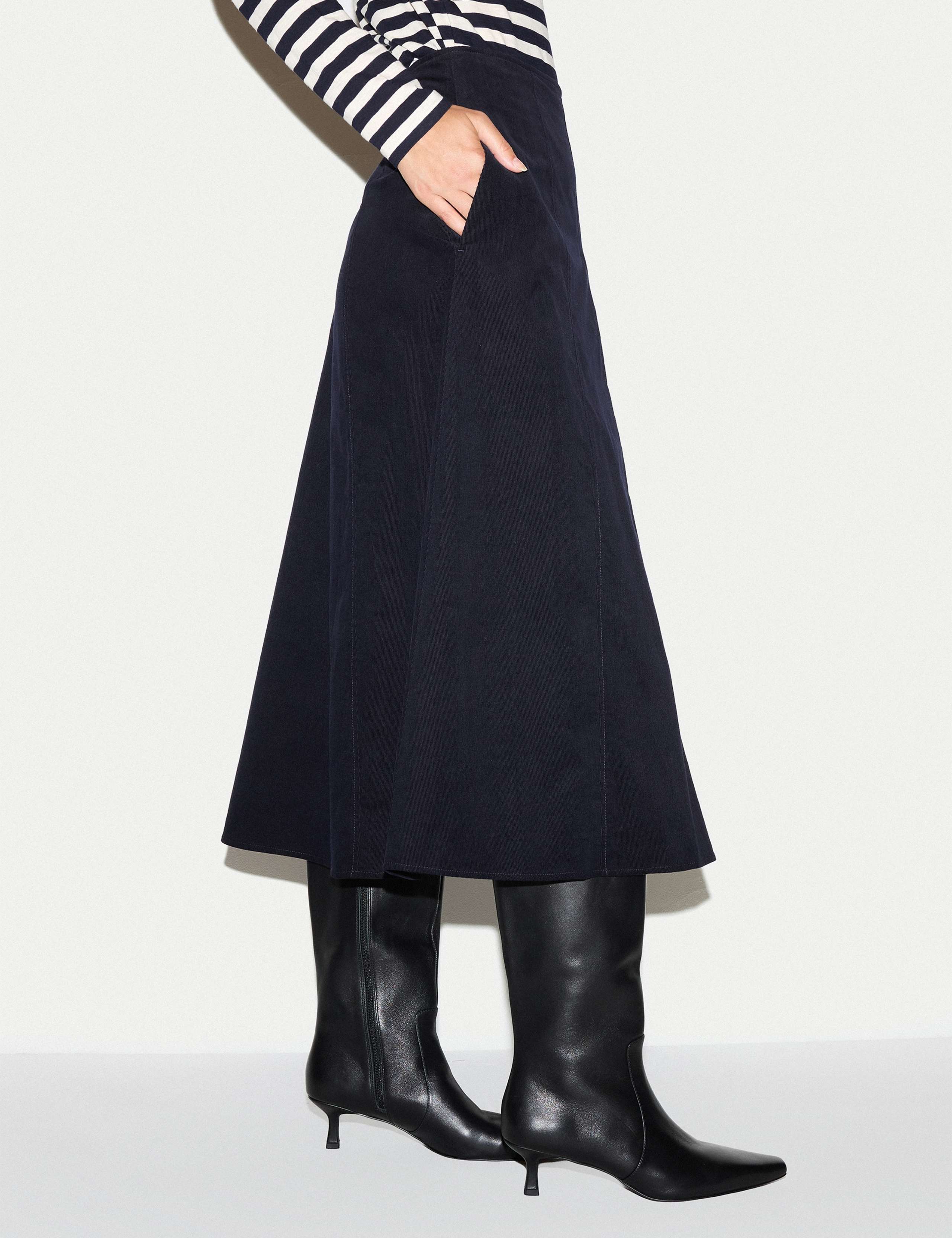 Cord Textured Midi A Line Skirt 6 of 6
