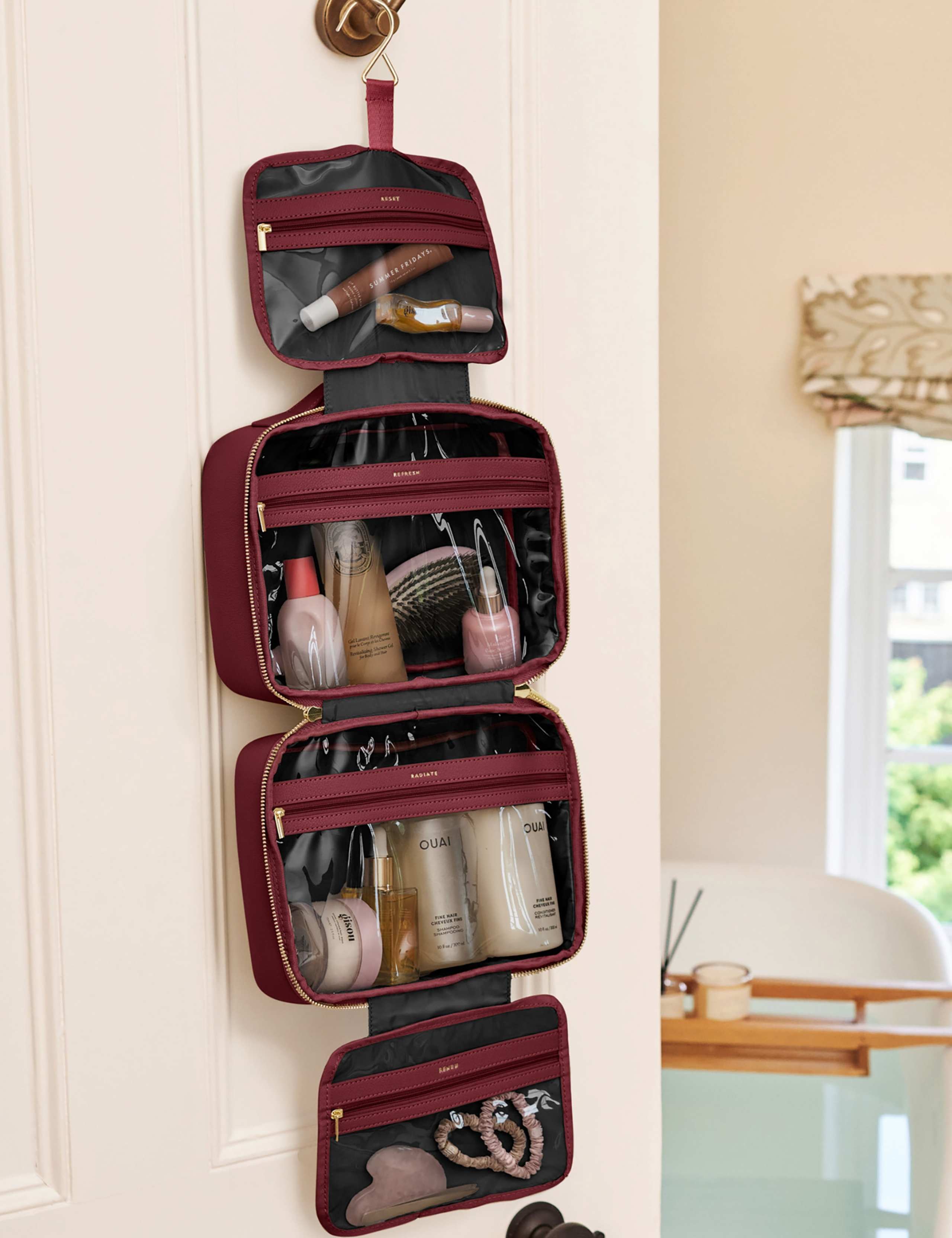 Faux Leather Hanging Makeup & Wash Bag 1 of 7