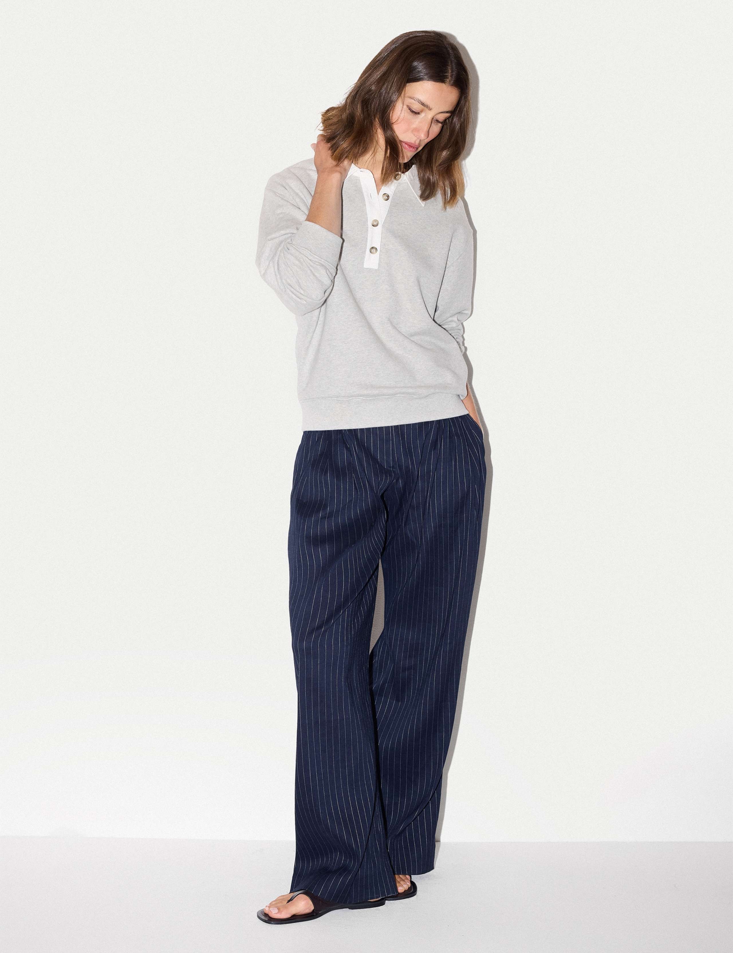 Pure Cotton Collared Relaxed Sweatshirt 4 of 5