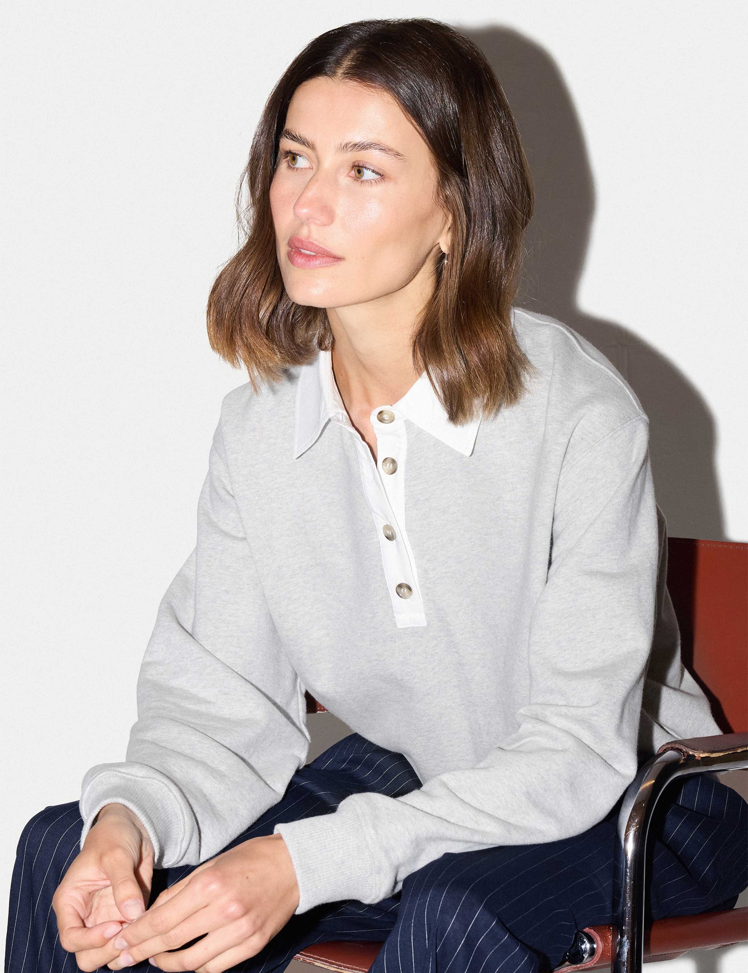 Pure Cotton Collared Relaxed Sweatshirt 5 of 5