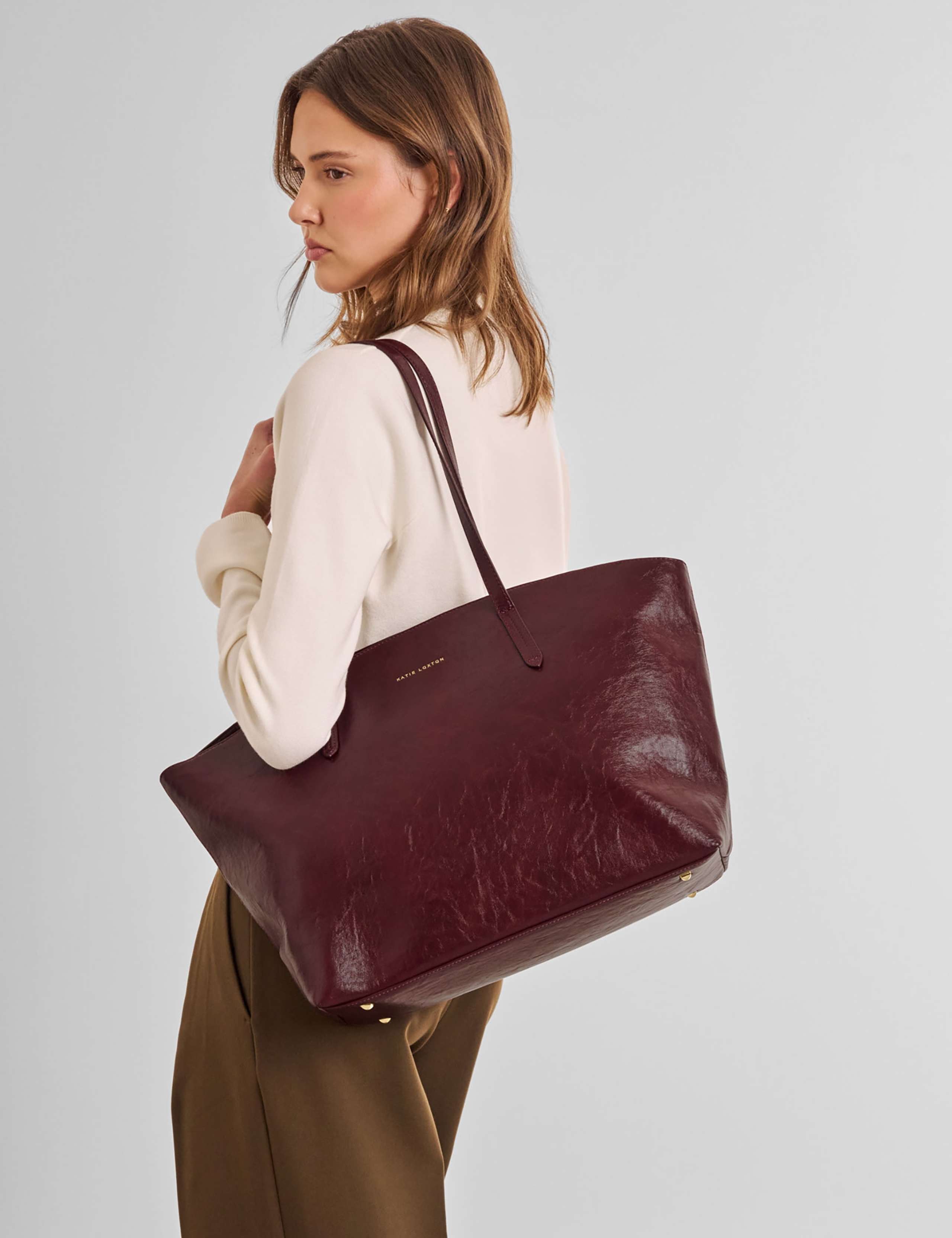 Faux Leather Laptop Work Tote Bag 1 of 6