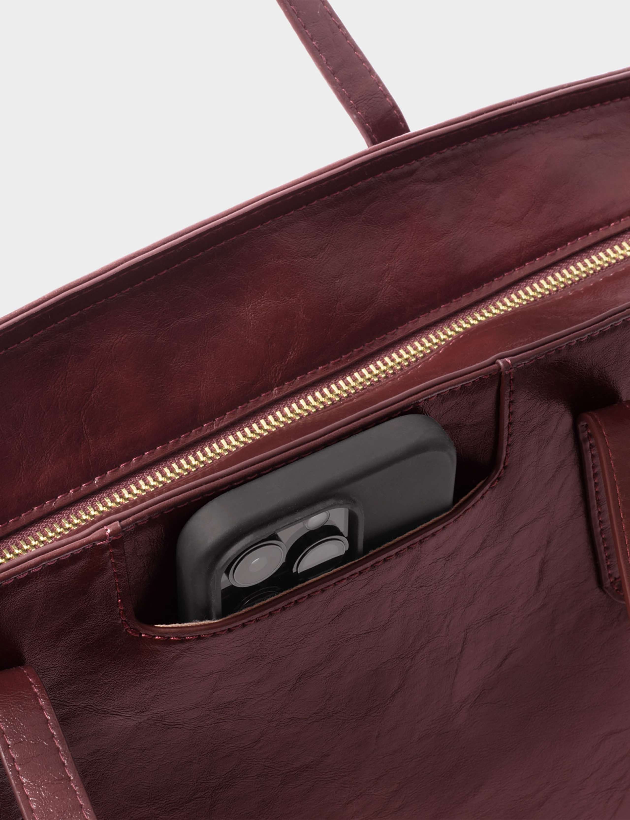 Faux Leather Laptop Work Tote Bag 6 of 6