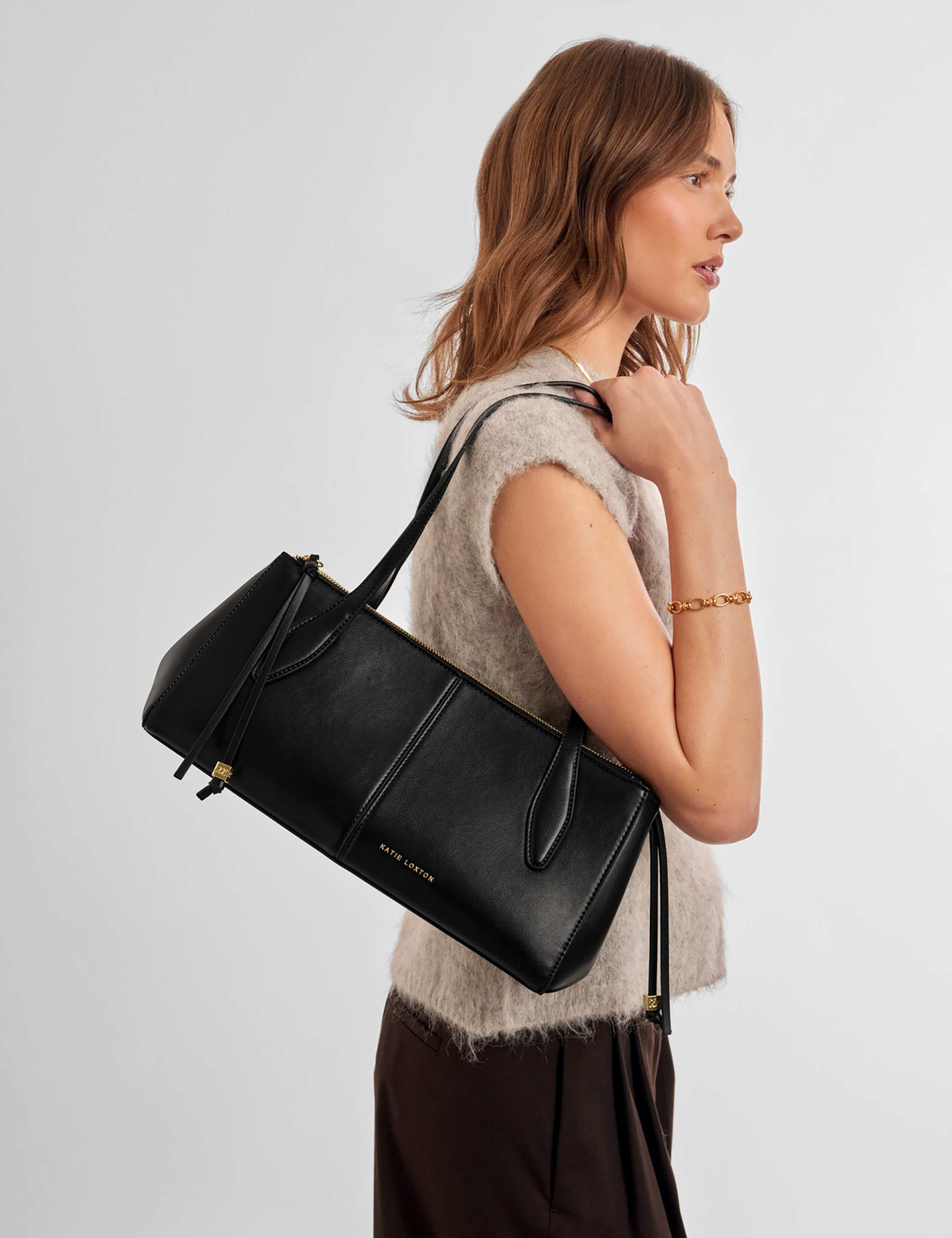 Faux Leather Structured Shoulder Bag 1 of 5