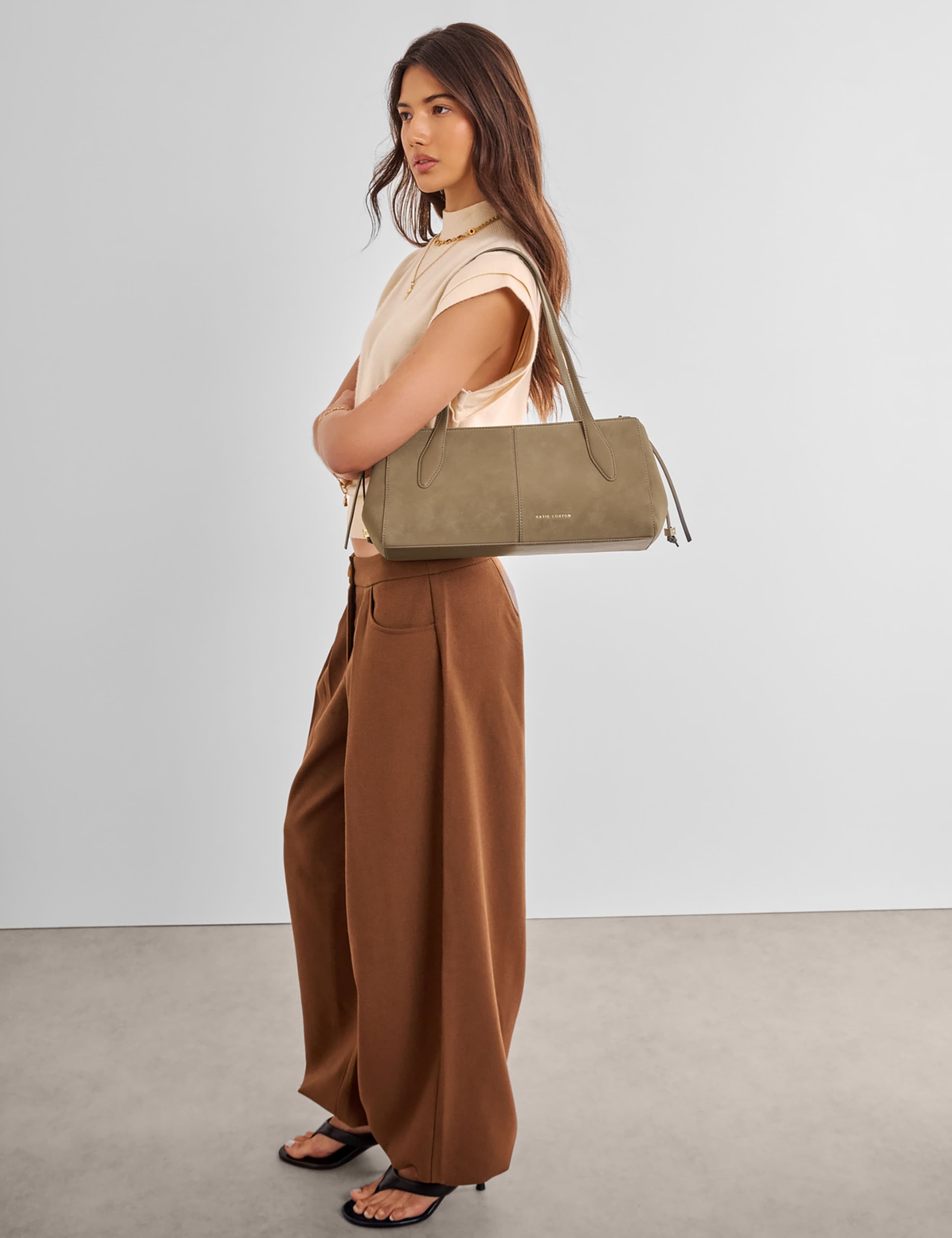 Faux Suede Structured Shoulder Bag 2 of 5