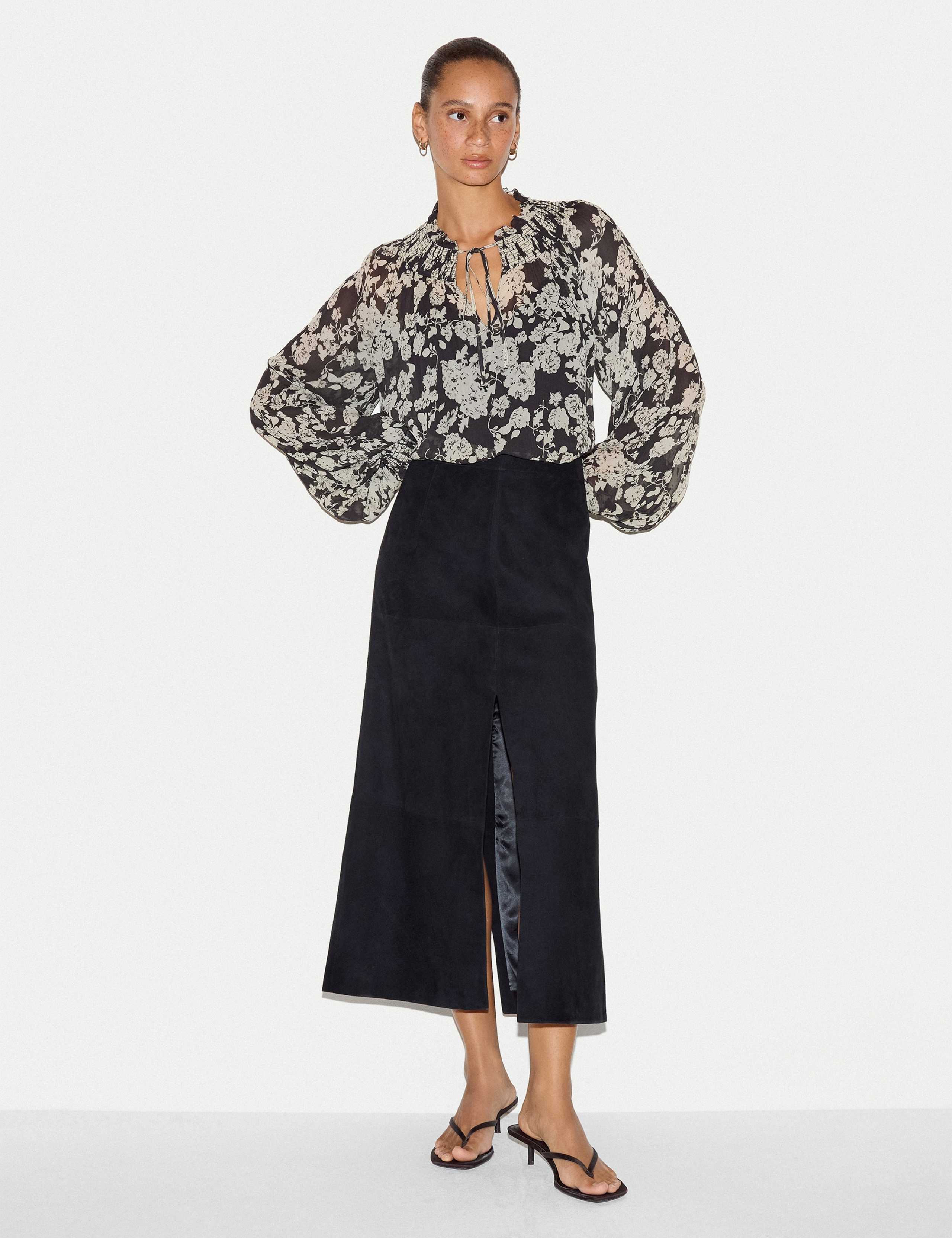 Floral Tie Neck Gathered Blouse 5 of 5