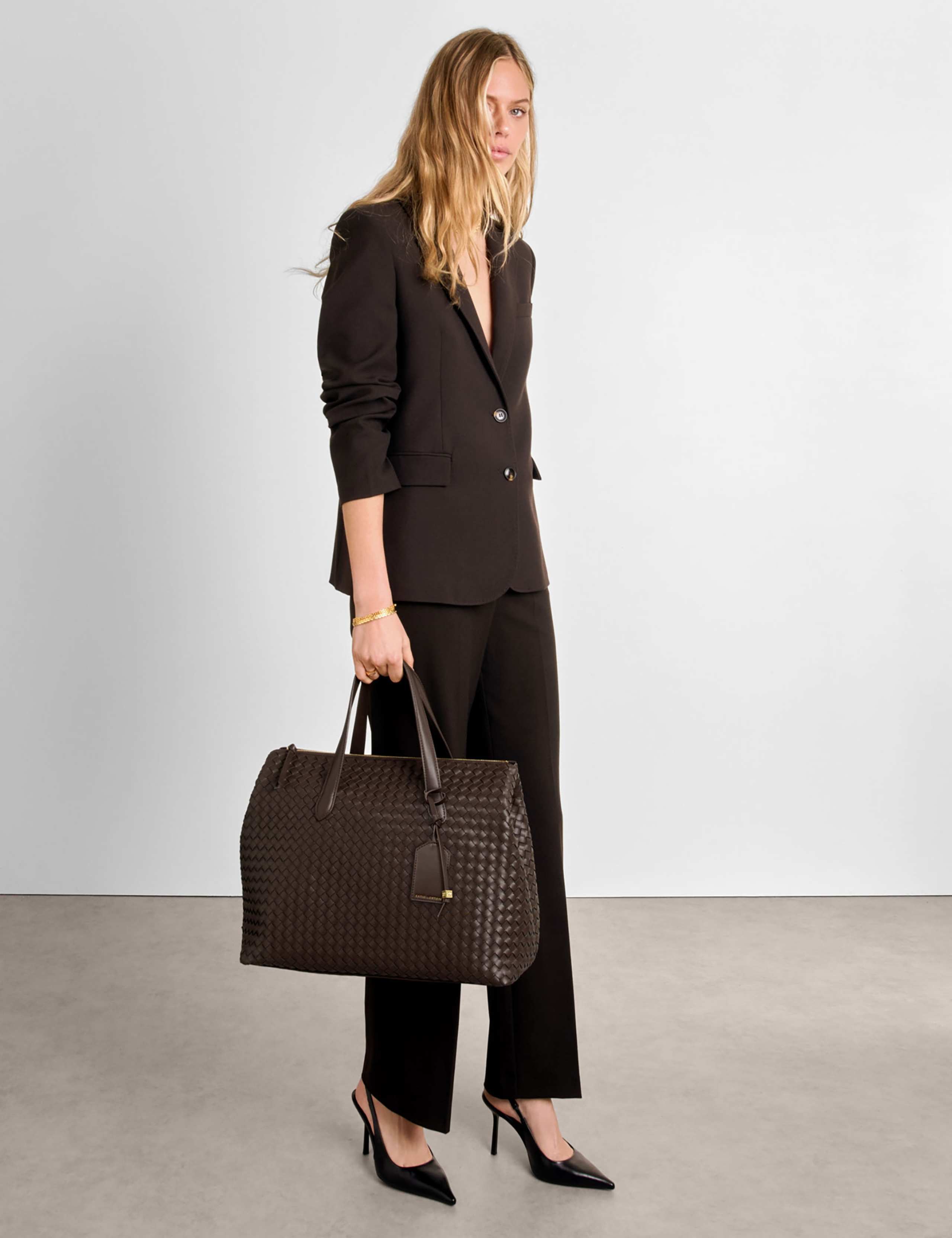 Faux Leather Woven Cabin Bag 2 of 7