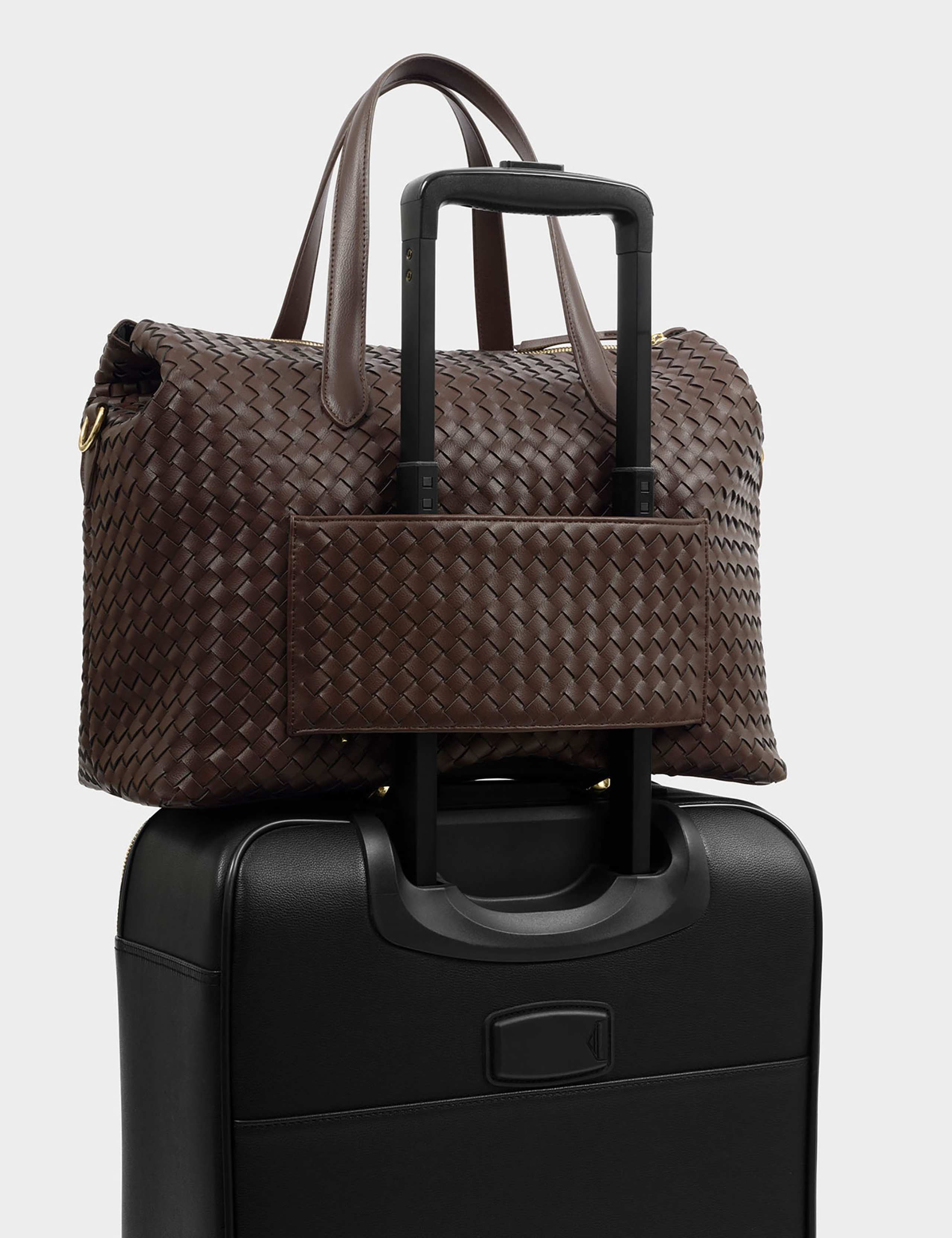 Faux Leather Woven Cabin Bag 5 of 7