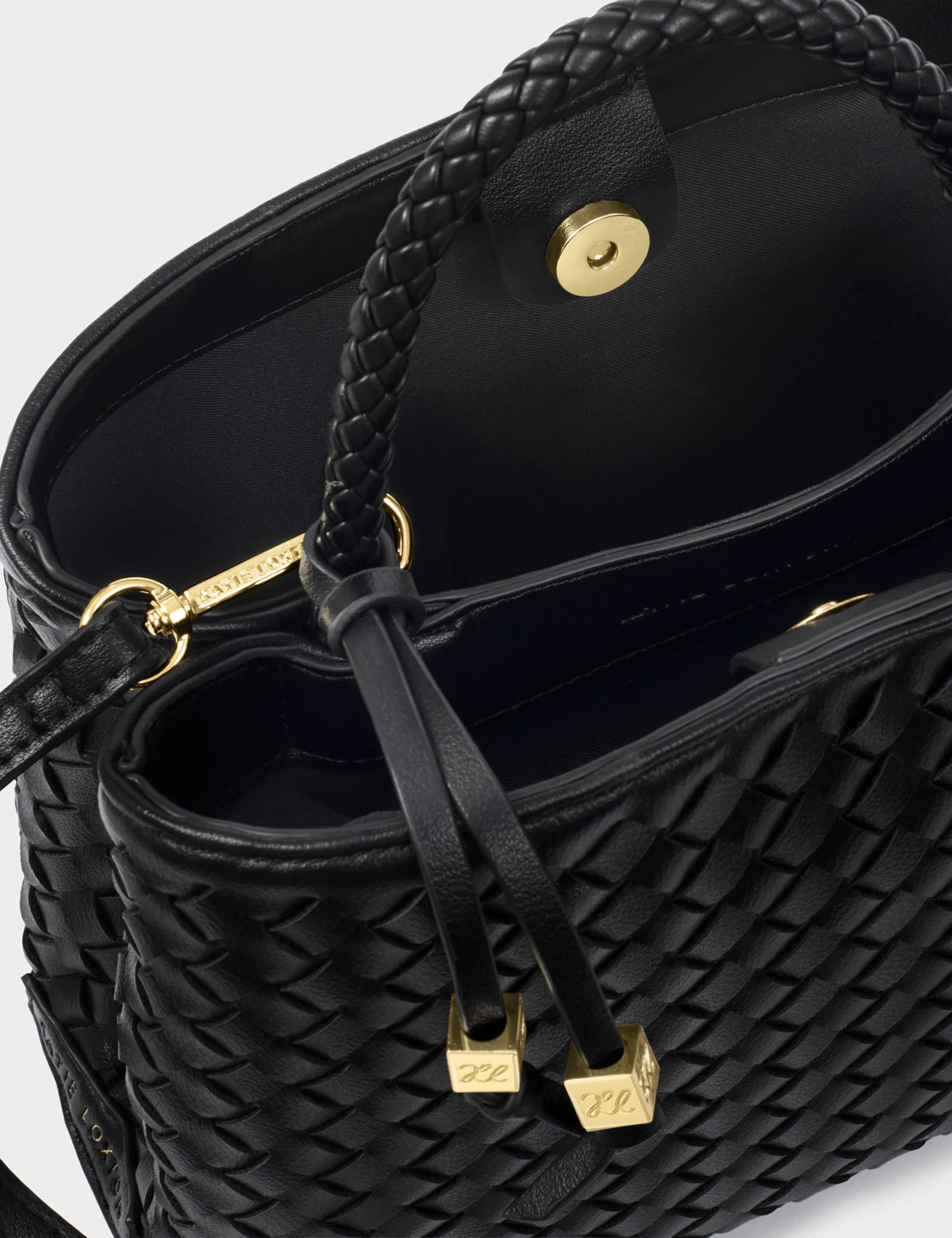 Faux Leather Woven Top Handle Grab Bag 6 of 6