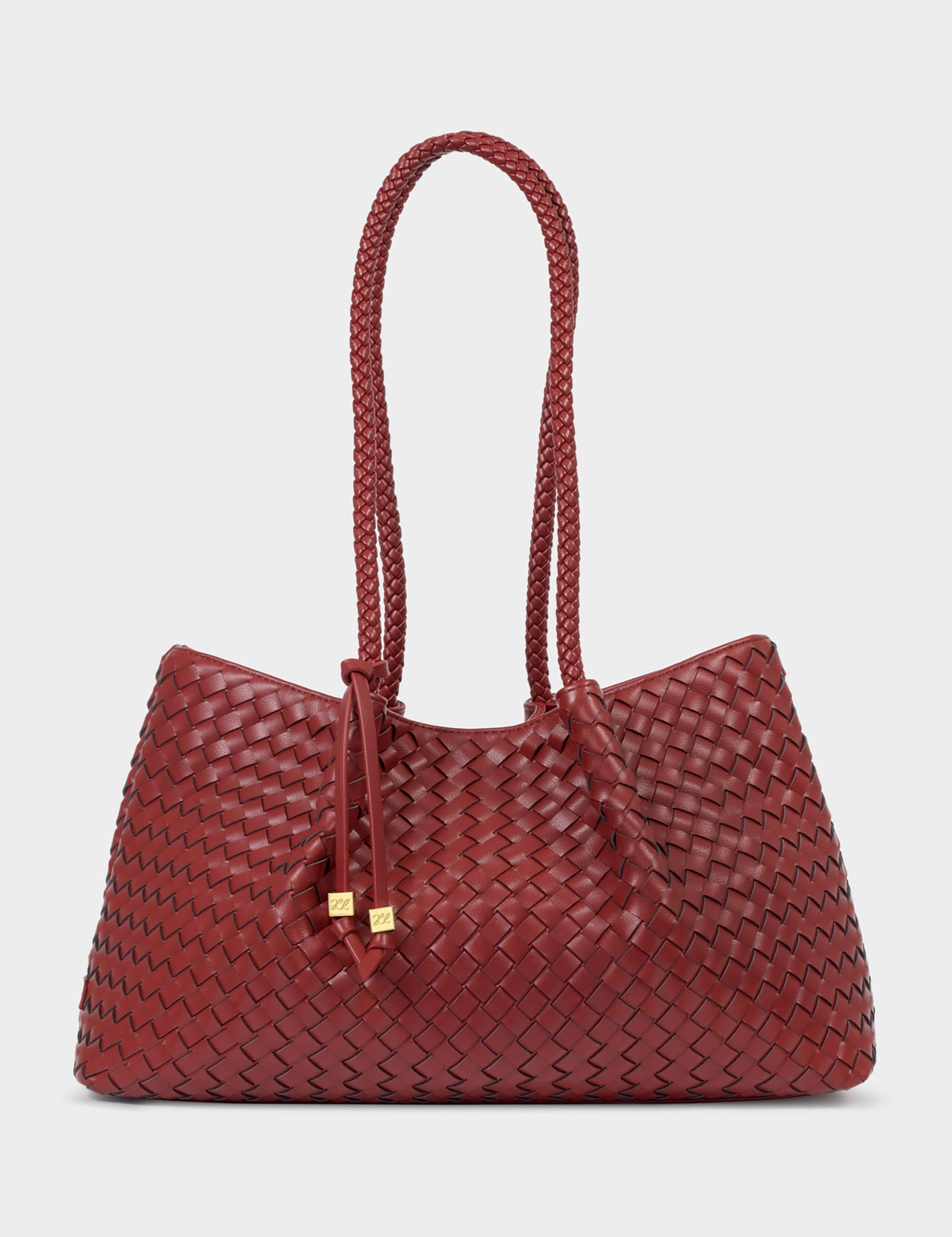 Faux Leather Woven Shoulder Tote Bag 1 of 3