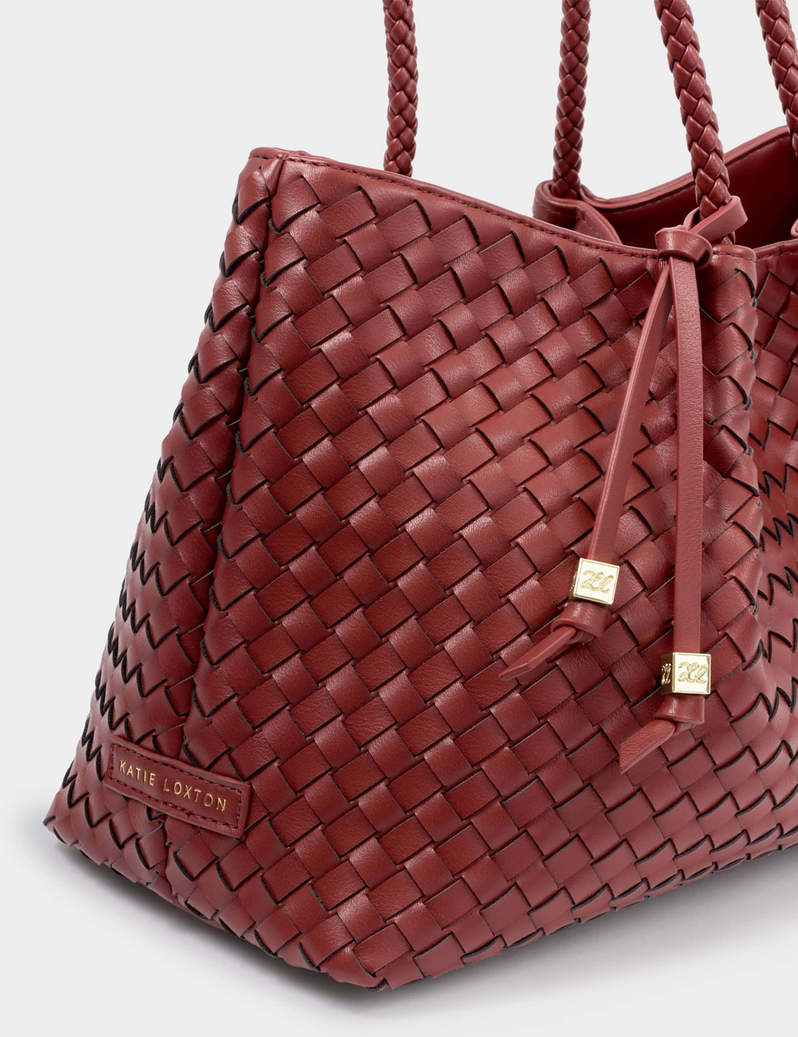 Faux Leather Woven Shoulder Tote Bag 2 of 3