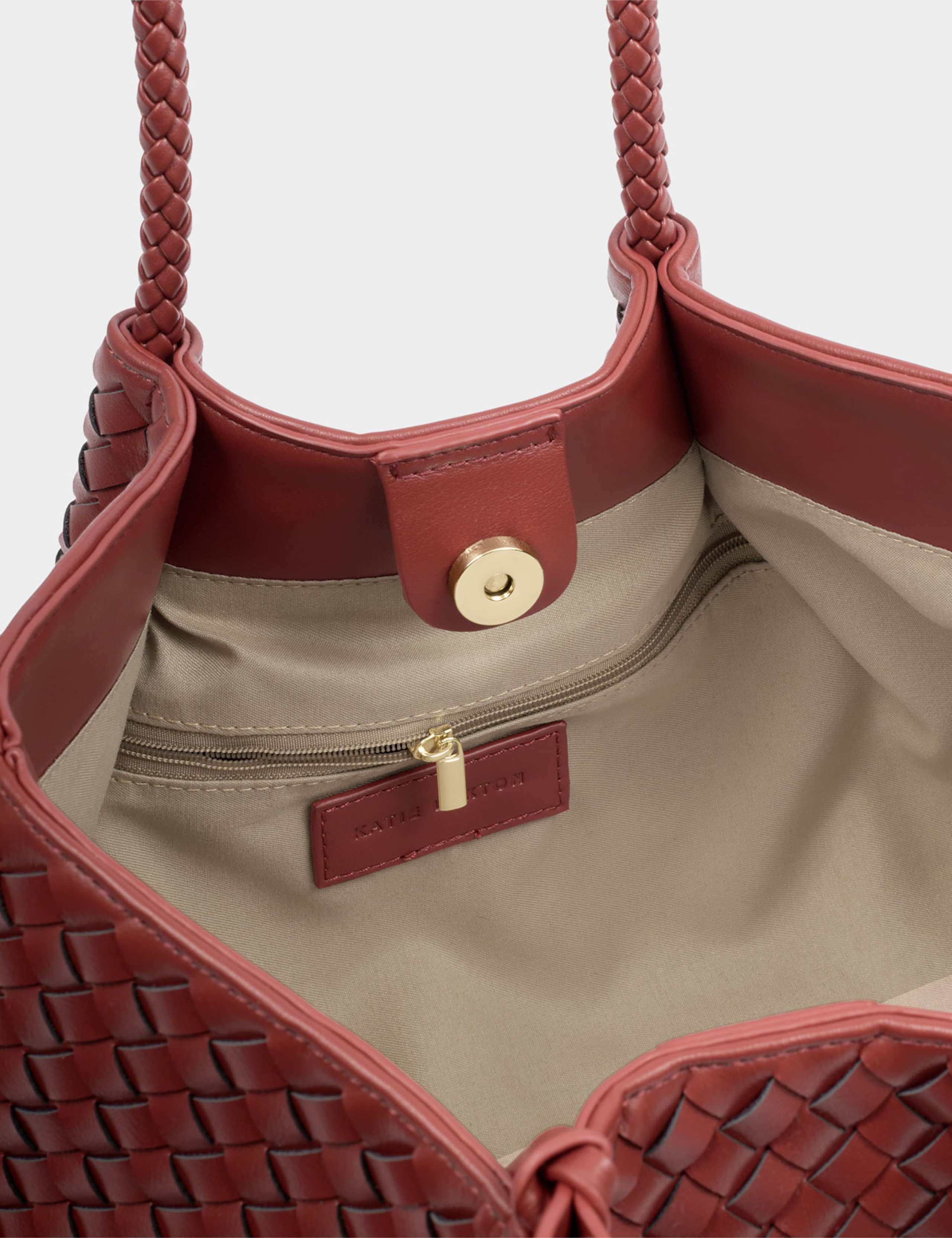 Faux Leather Woven Shoulder Tote Bag 3 of 3
