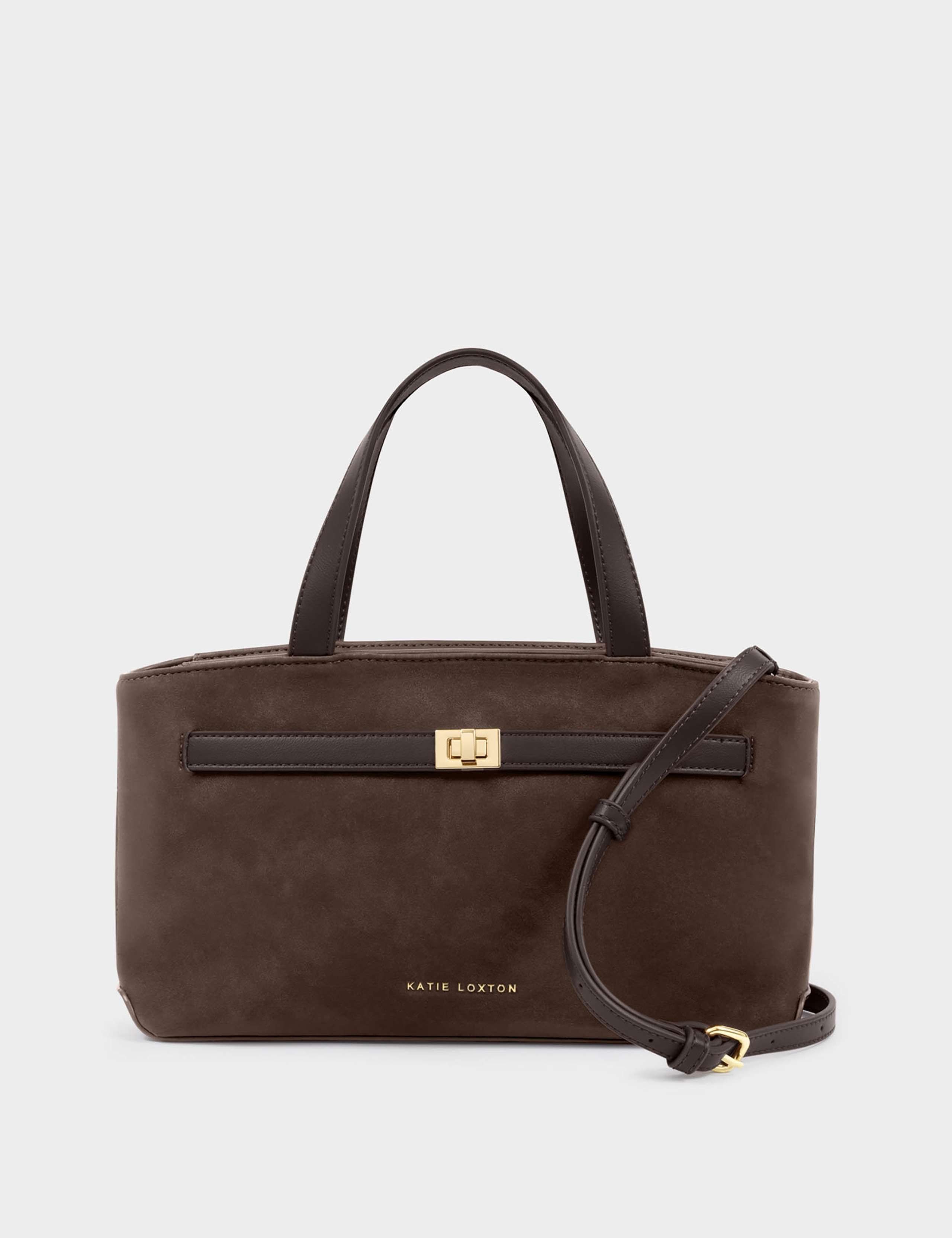 Faux Suede Top Handle Cross Body Bag 2 of 4