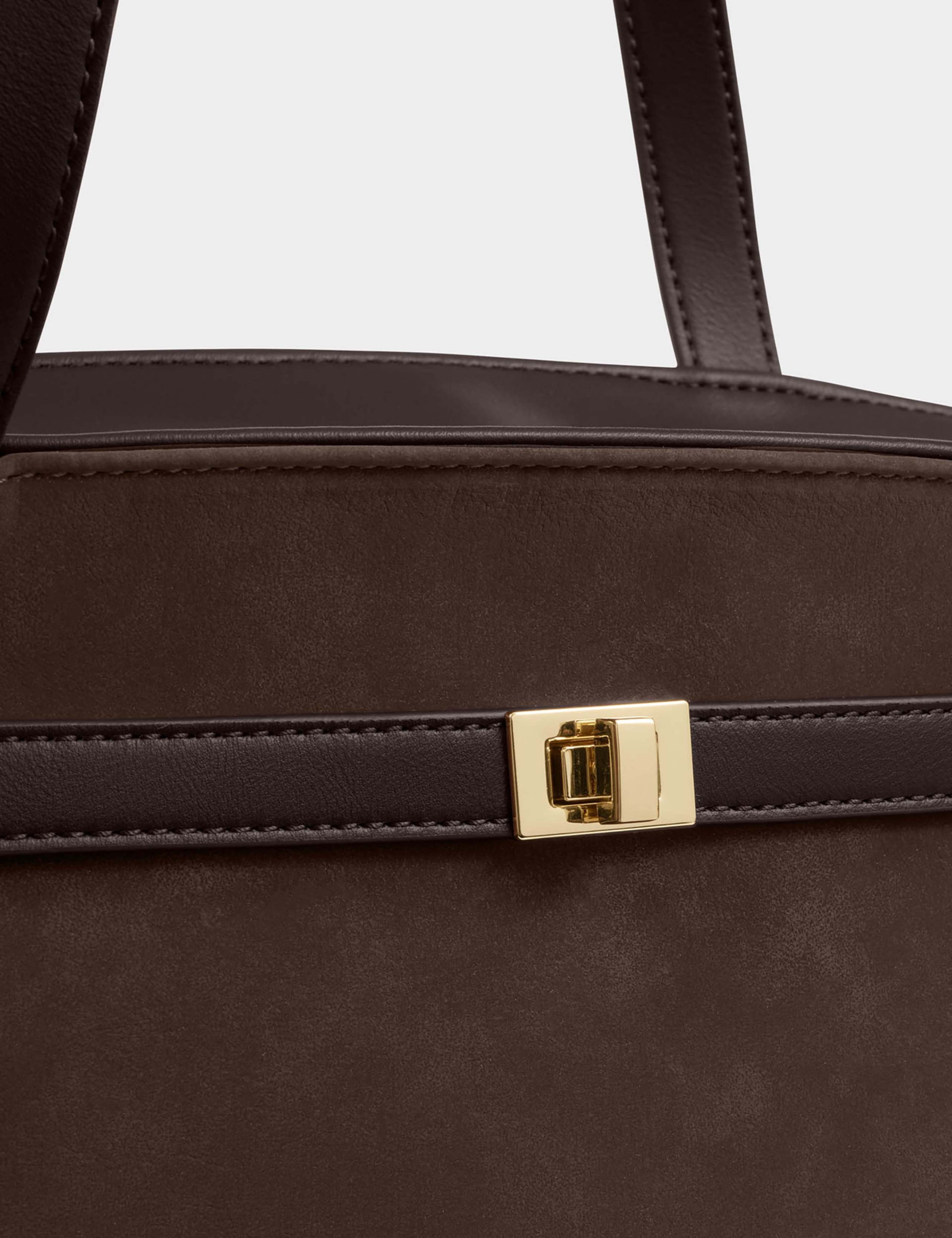 Faux Suede Top Handle Shoulder Tote Bag 5 of 6