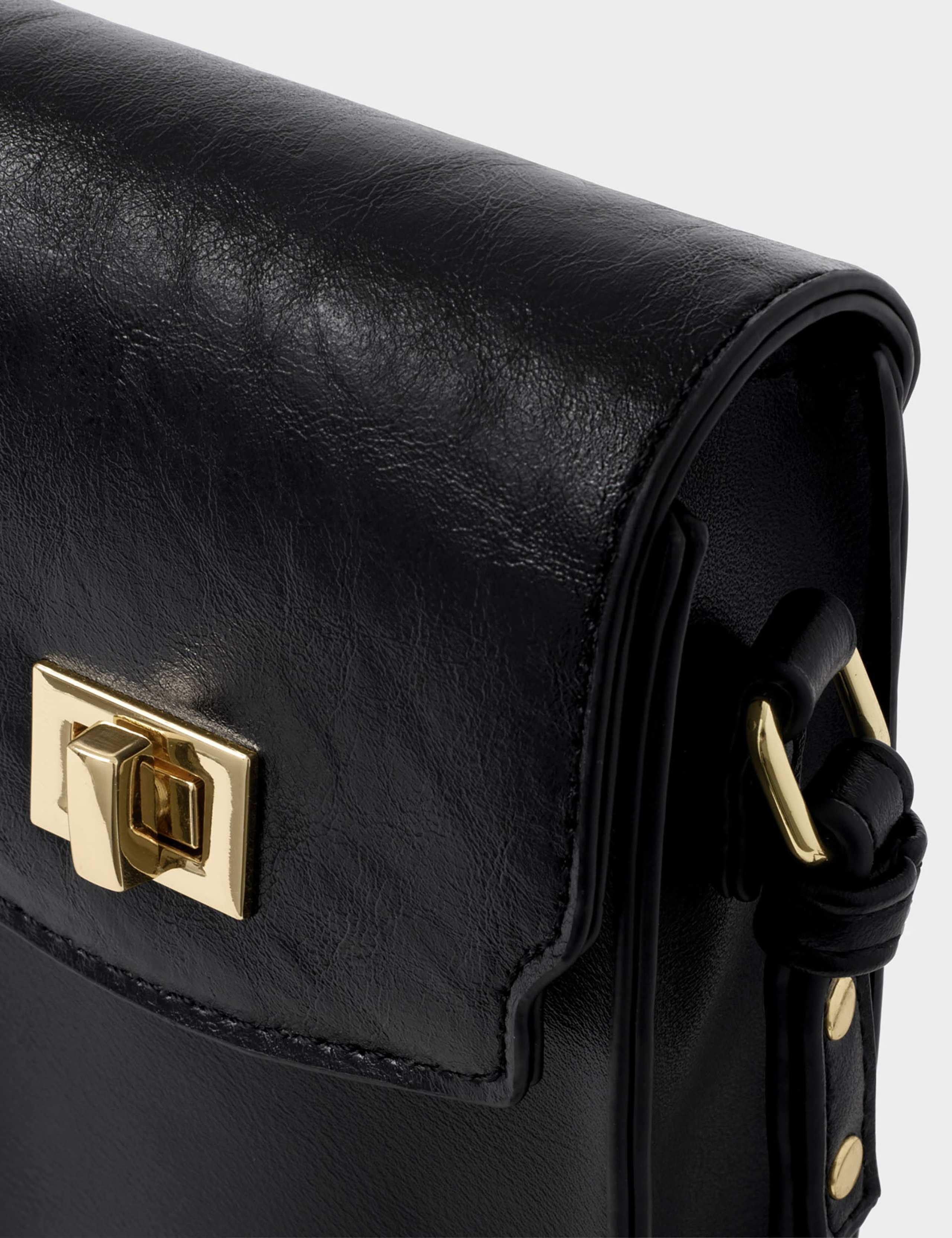 Faux Leather Twist Lock Cross Body Bag 3 of 4