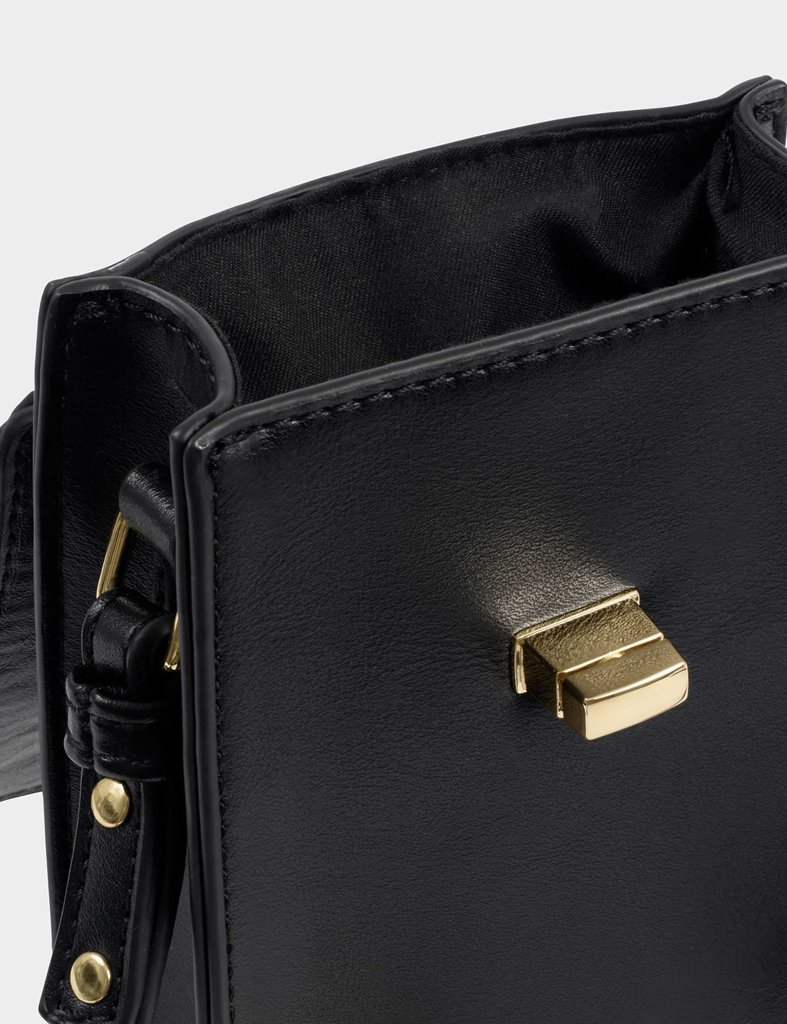 Faux Leather Twist Lock Cross Body Bag 4 of 4