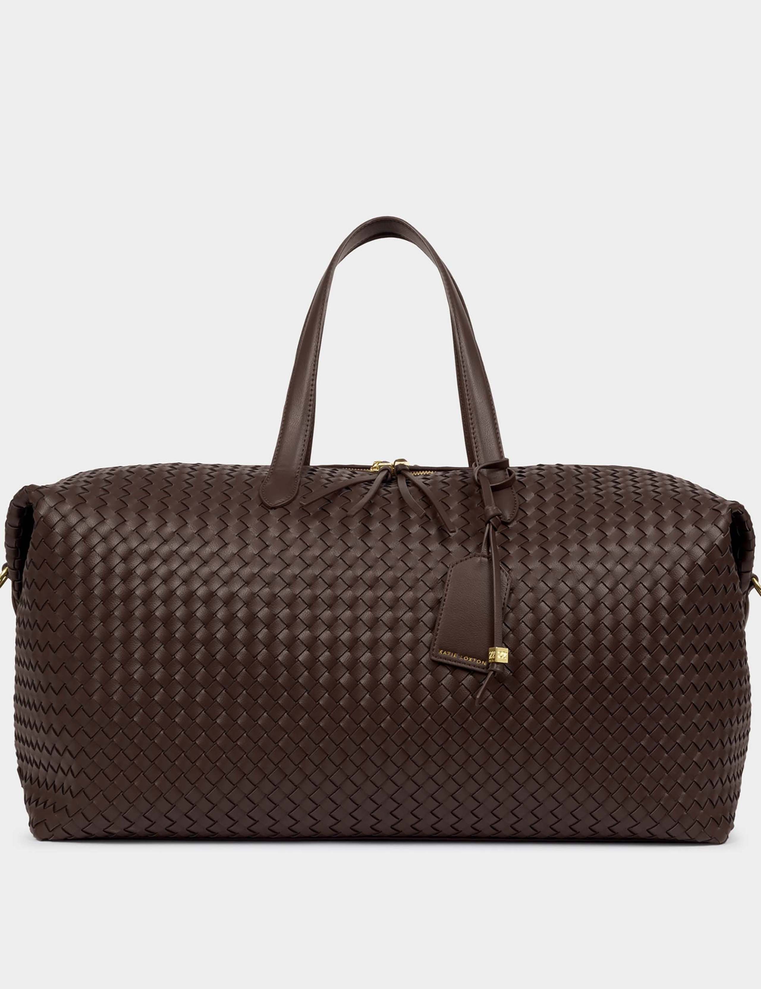 Faux Leather Woven Weekend Bag 3 of 6