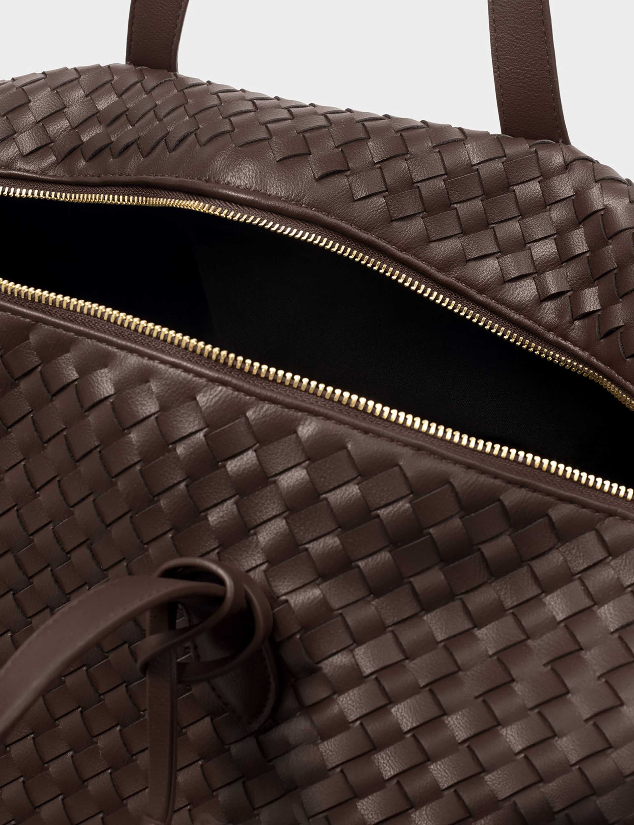 Faux Leather Woven Weekend Bag 5 of 6