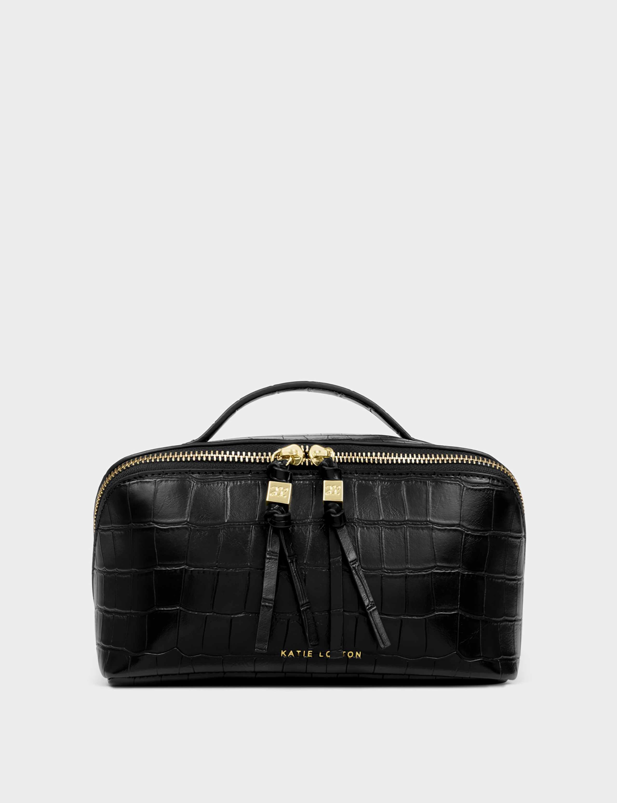 Faux Leather Croc Fold-Out Makeup & Wash Bag 2 of 4